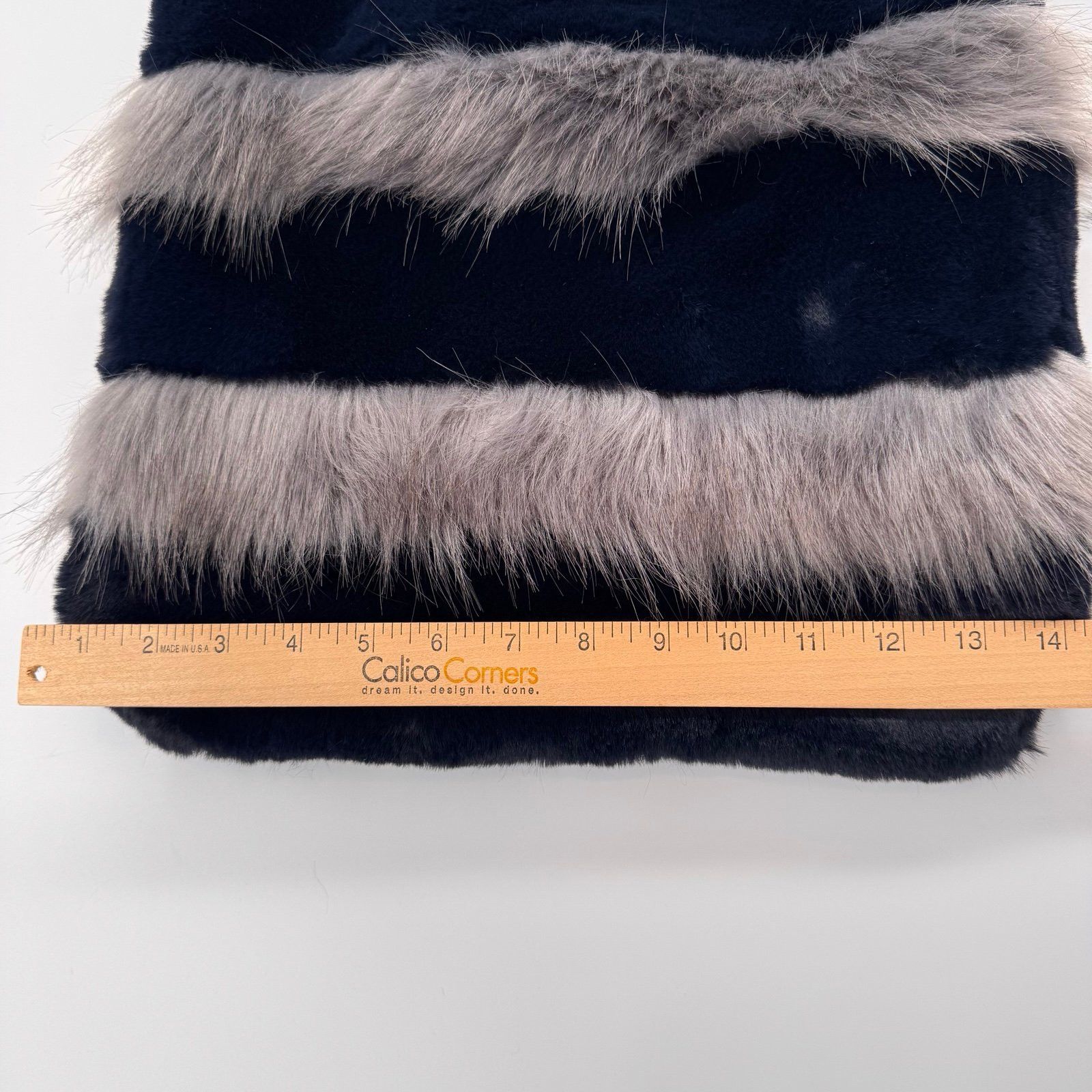 Other Fun Fur Factory Faux Fur Bag — Navy & Gray Fluffy Tote Y2K Size ONE SIZE - 5 Thumbnail