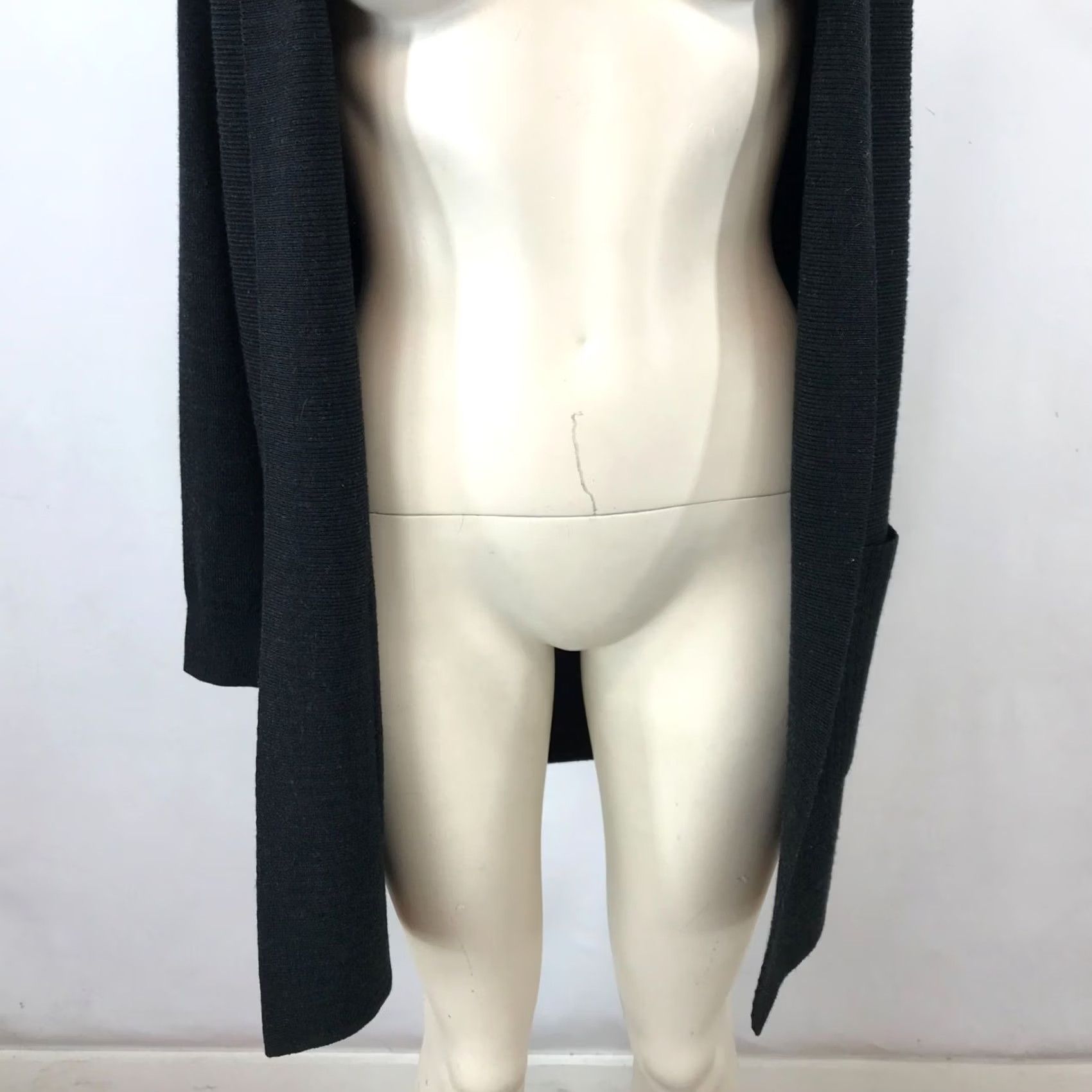 Theory Theory Womens P- Black Long Sleeve Open Front Collared Wool Cardigan Size S / US 4 / IT 40 - 3 Thumbnail