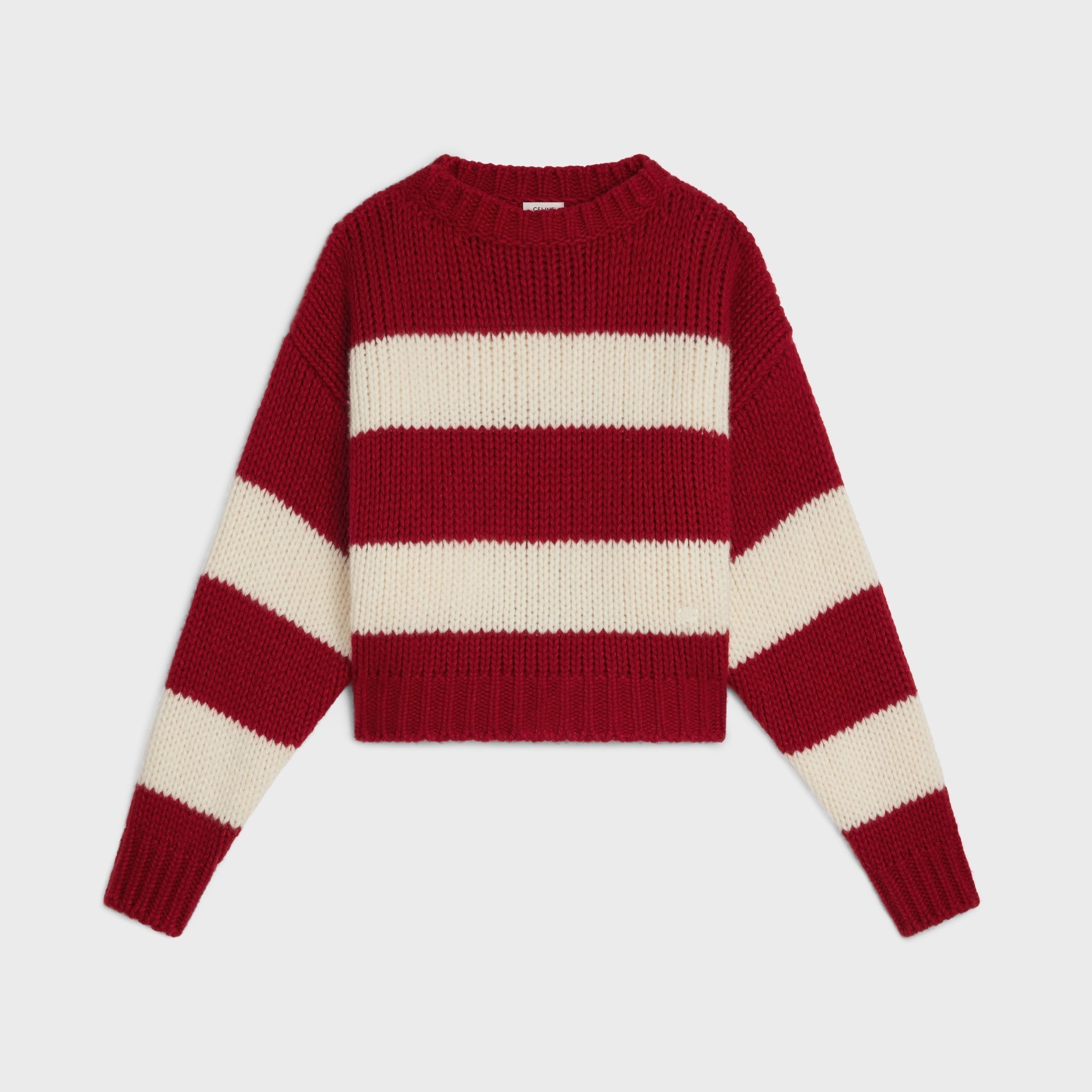 Celine o1w1db10125 2ADC4932V Crew Neck Sweater in Red & White Size L / US 10 / IT 46 - 1 Thumbnail