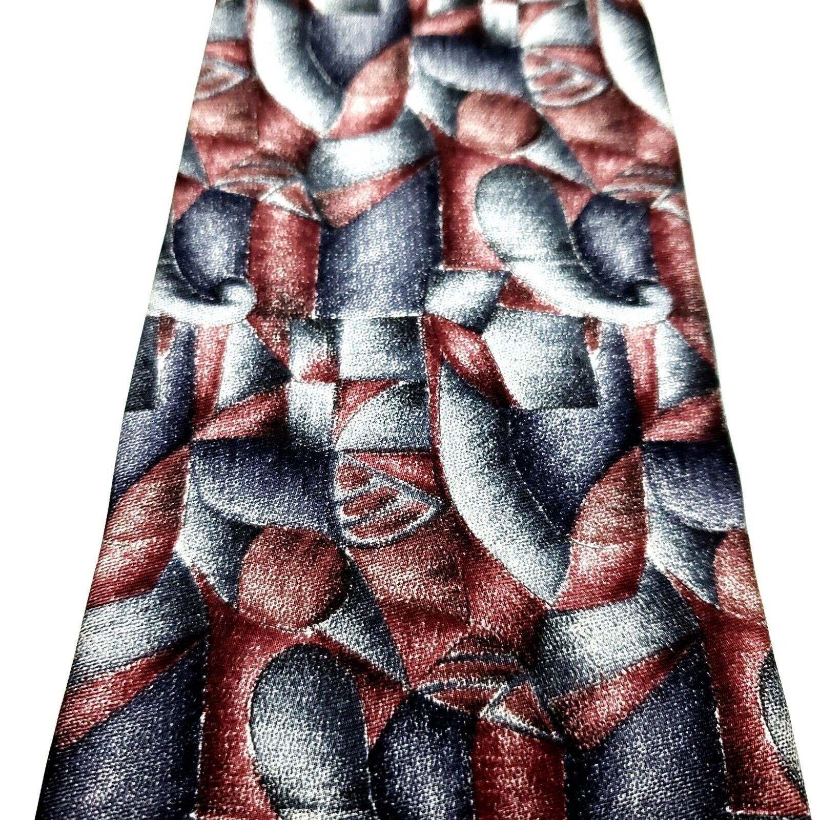 Vintage Barrington Silk Tie Gray Reddish Brown Wide Abstract Print Size ONE SIZE - 2 Thumbnail