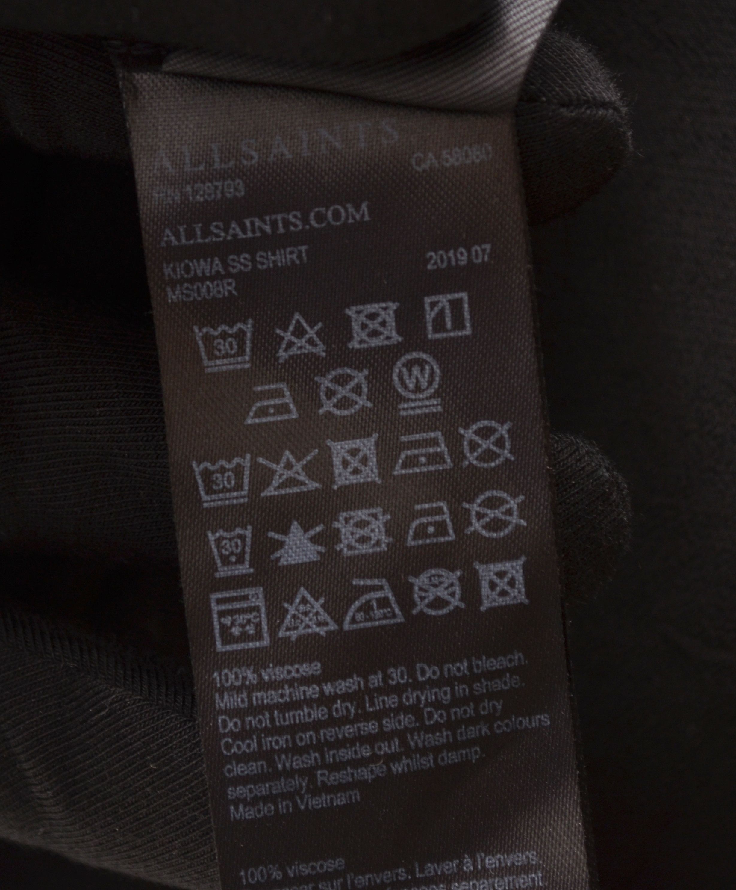 Allsaints × Designer Allsaints Kiowa Black Viscose Shirt Short Sleeve sz XS Size US XS / EU 42 / 0 - 8 Thumbnail