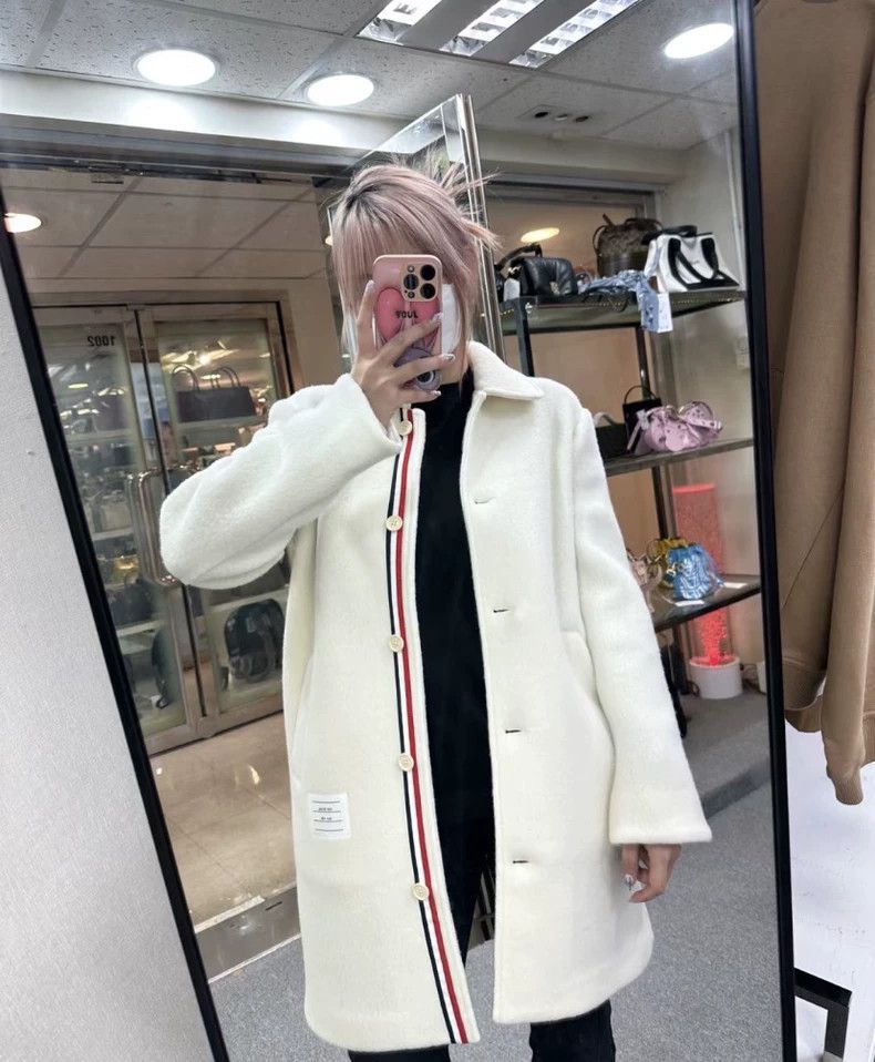Thom Browne Thom Browne White Wool Long Coat - dmc Size US M / EU 48-50 / 2 - 1 Thumbnail