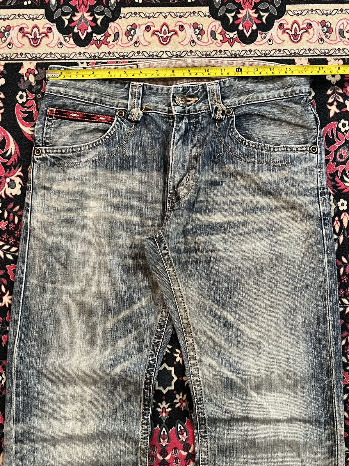 Edwin Vintage Edwin XVS Blue Faded Washed Whisker Straight Jeans Size US 30 / EU 46 - 11 Thumbnail