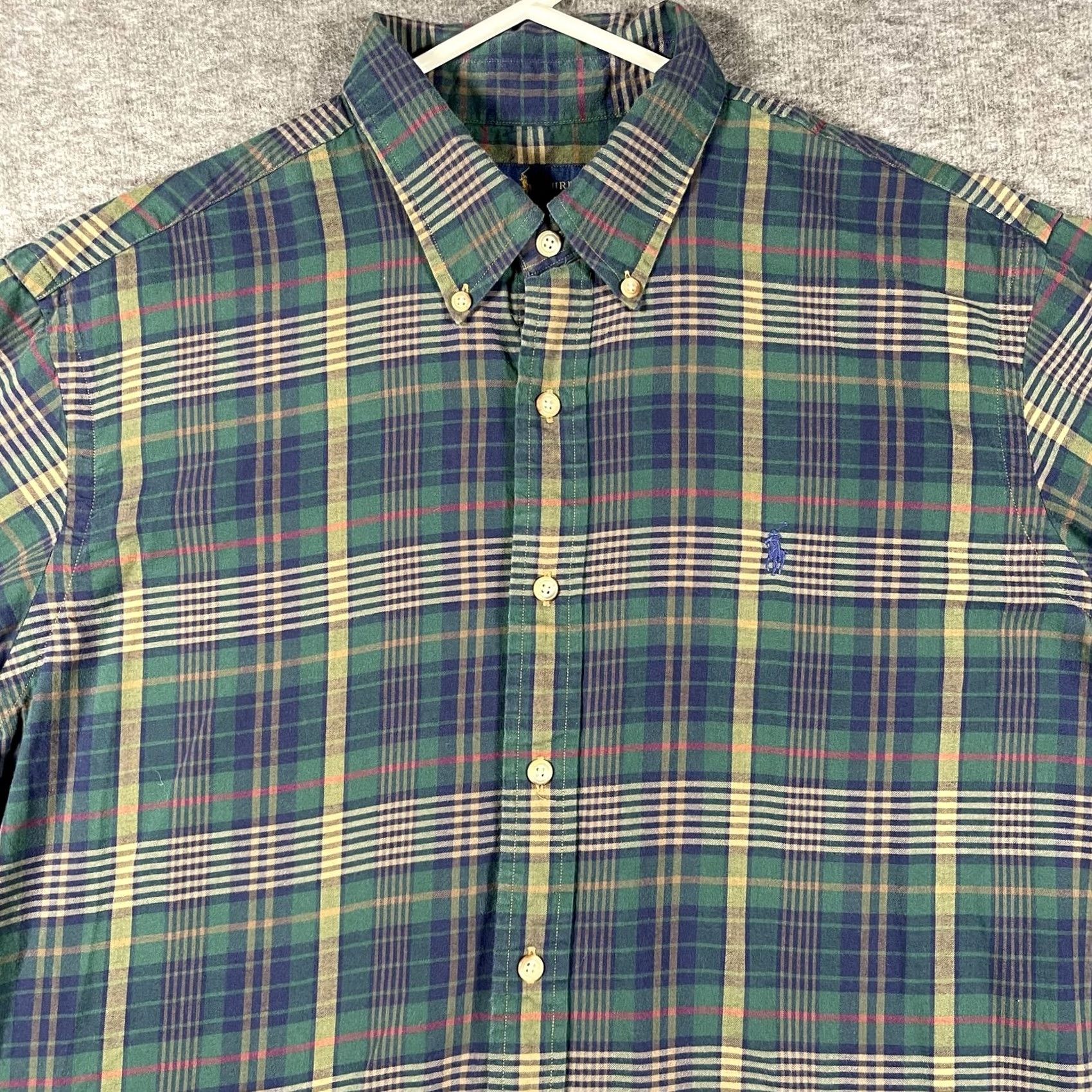 Ralph Lauren Ralph Lauren Shirt Mens XL Green Blue Plaid Button-Down Pony Logo Long Sleeve Size US XL / EU 56 / 4 - 2 Thumbnail