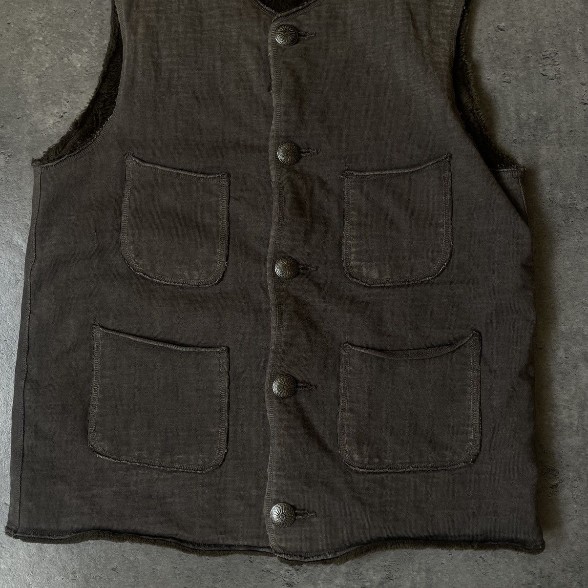 Japanese Brand × Kapital × Kapital Kountry Kapital Boa Gray Faded Fleece Lined Concho Button Vest Size US L / EU 52-54 / 3 - 2 Thumbnail