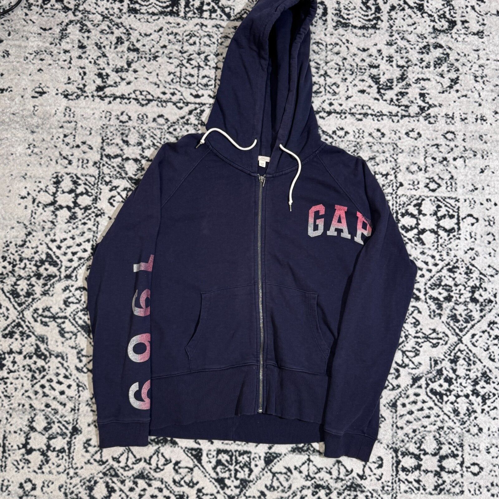 Gap × Vintage Vintage Gap Unisex Navy Blue Cotton Hoodie Zip Size XL 90s Size US XL / EU 56 / 4 - 1 Thumbnail