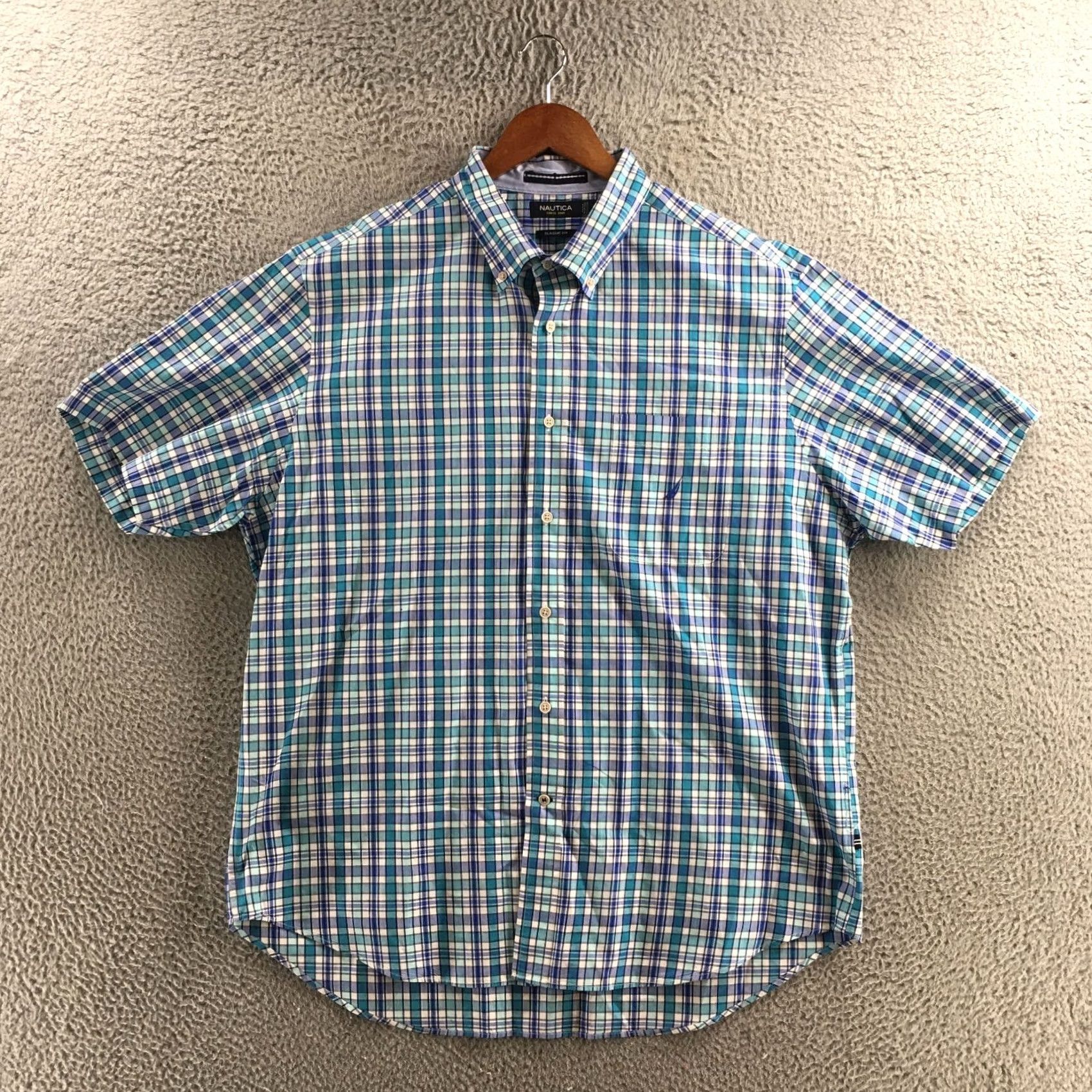Nautica Nautica Button-Down Shirt Mens XL Multi Plaid Cotton Short Sleeve Classic Fit Shirt Size US XL / EU 56 / 4 - 2 Thumbnail