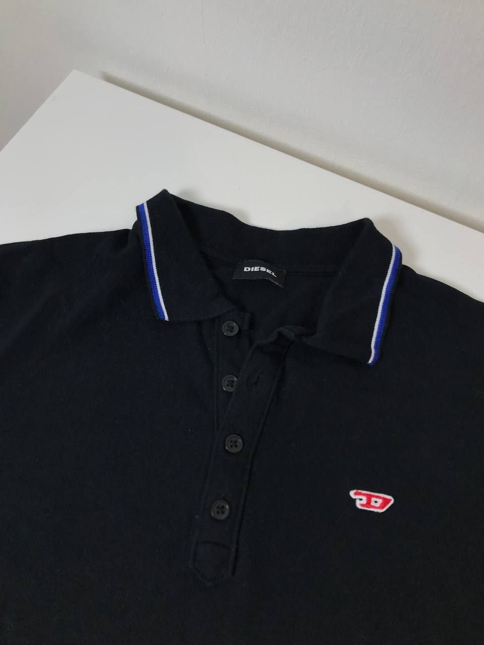 Diesel DIESEL Men's Black D Logo Tipped Polo Shirt Size M Size US M / EU 48-50 / 2 - 3 Thumbnail