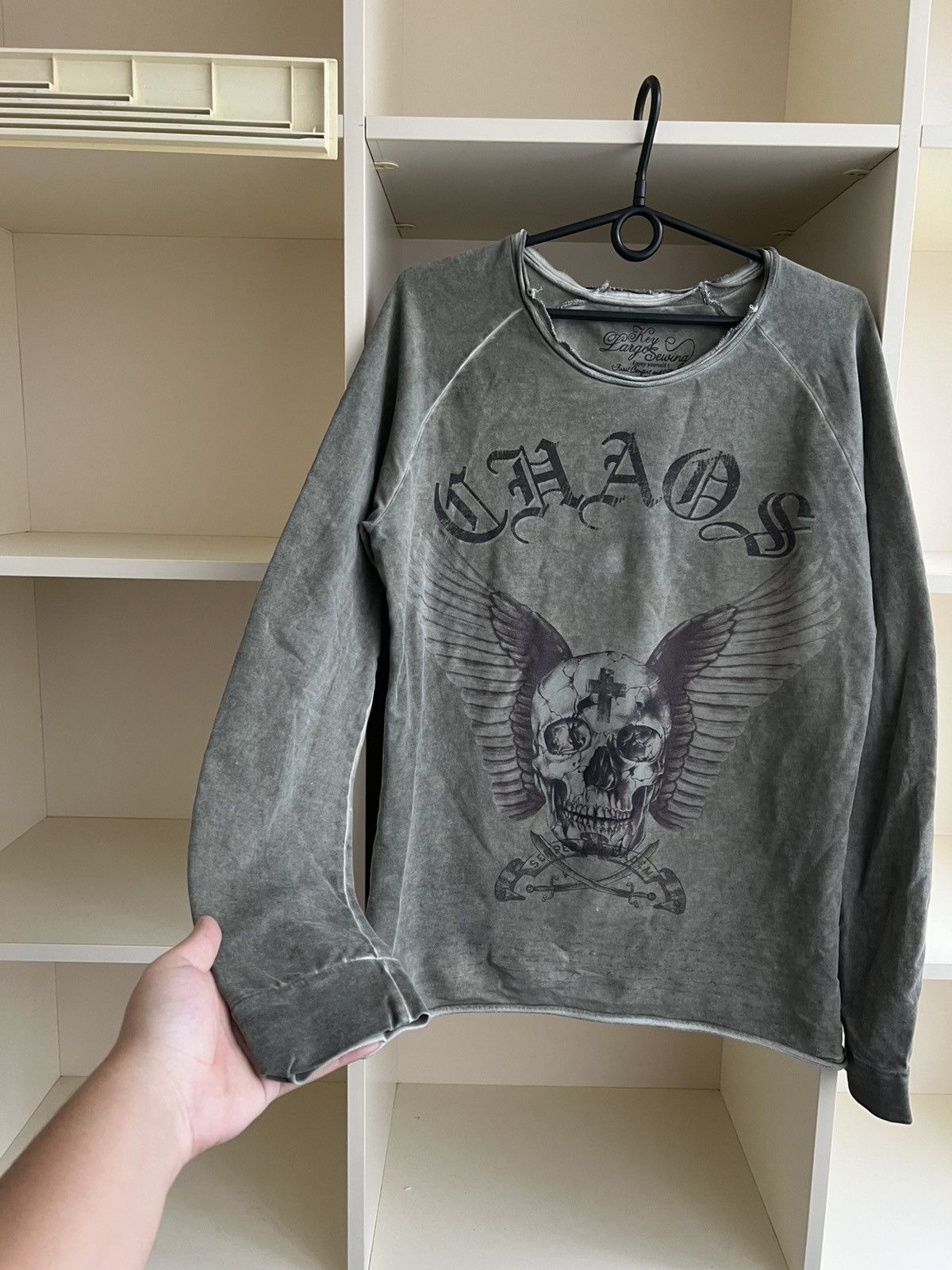 Vintage Y2K Key Largo CHAOS Skull Long Sleeve T-Shirt Size US M / EU 48-50 / 2 - 5 Thumbnail
