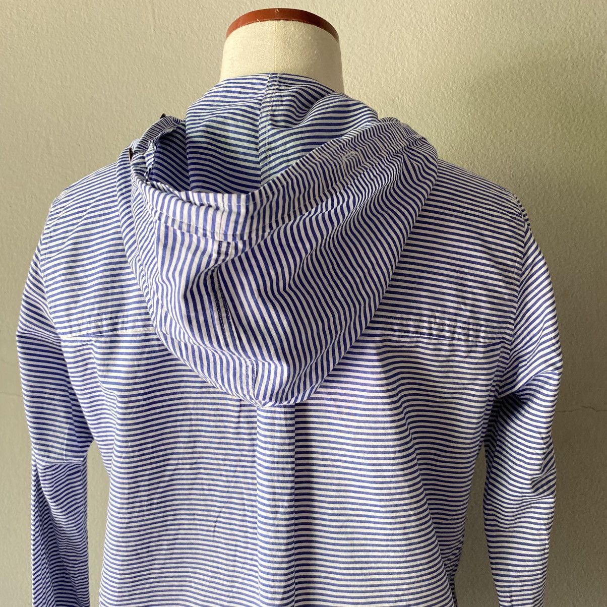 FRAPBOISH Blue Striped Hoodie Sailor Collar Shirt