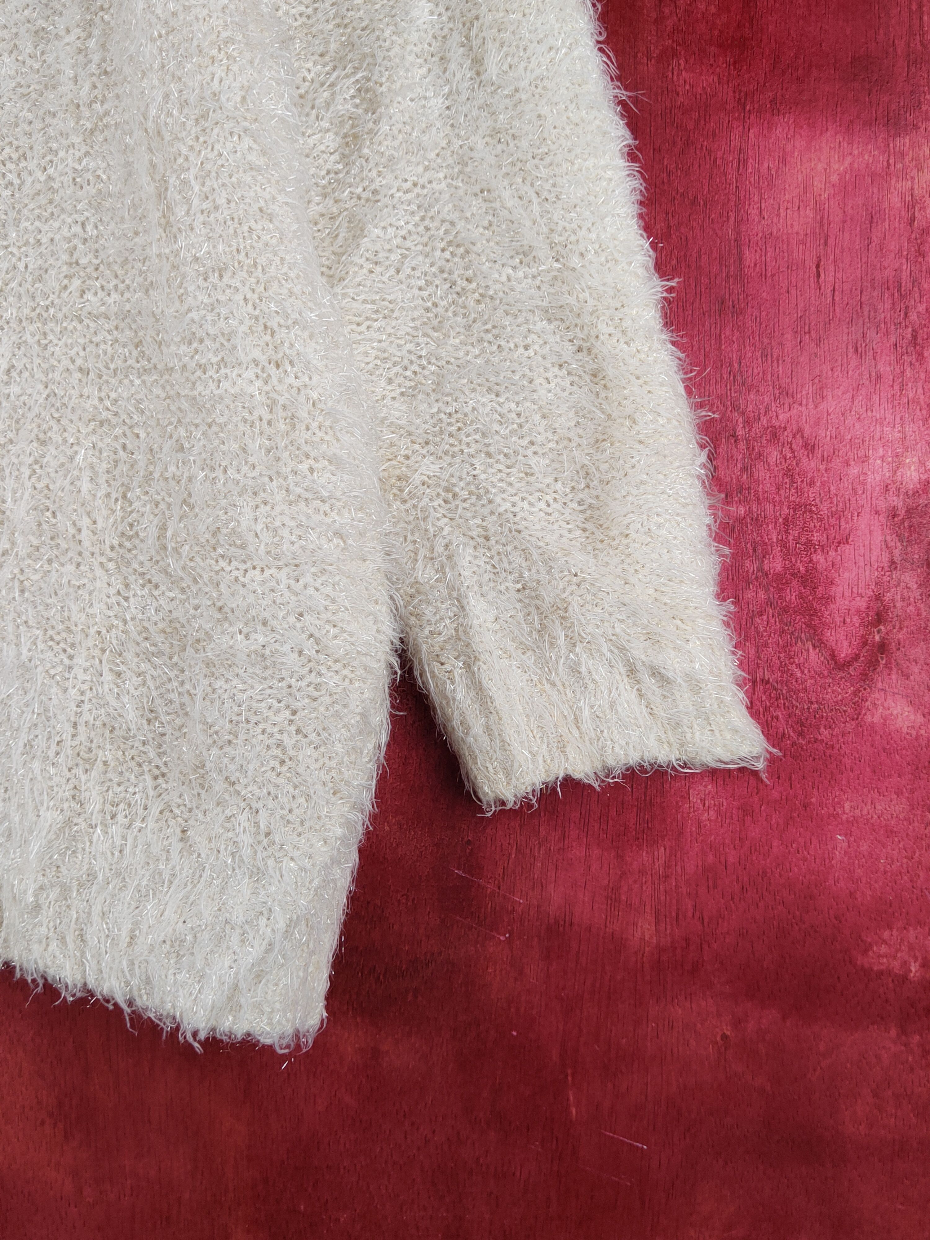 Japanese Brand Glacier Cream Shag Shaggy Fur Mohair Knitwear #S1930 Size M / US 6-8 / IT 42-44 - 6 Thumbnail