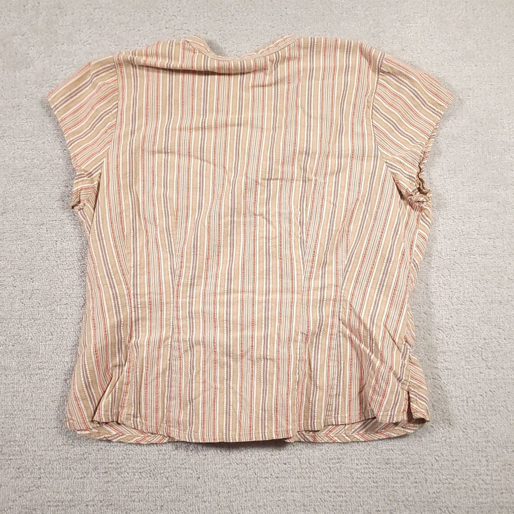 Faded Glory VINTAGE Faded Glory Shirt Womens 18/20W Beige Striped Stretch Pearl Snap V Neck Y2K Womens Size XXL / US 16-18 / IT 52-54 - 7 Thumbnail