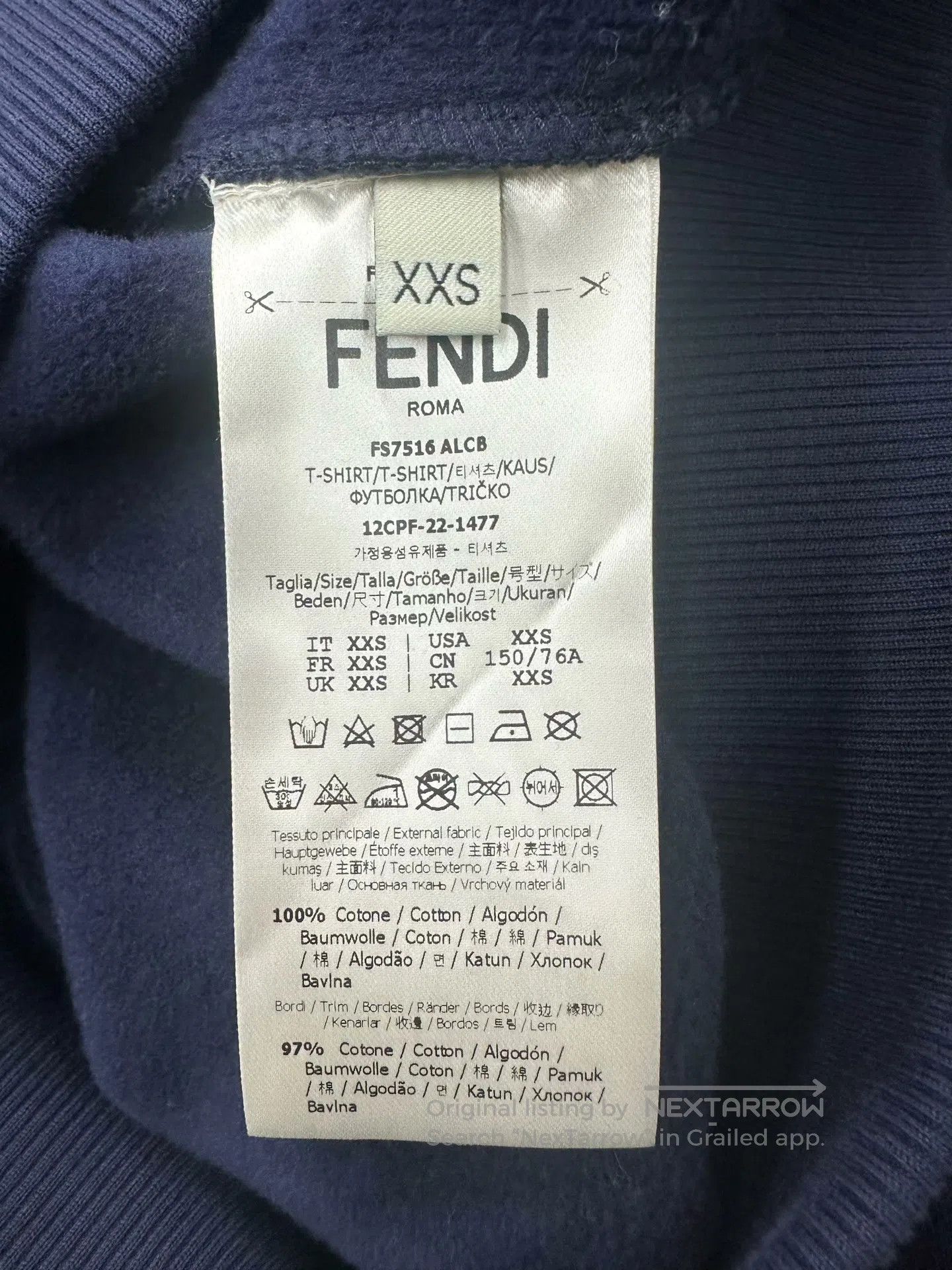 Fendi FENDI Dark blue lettering embroidered logo short hooded sw Size US XXS / EU 40 - 4 Thumbnail