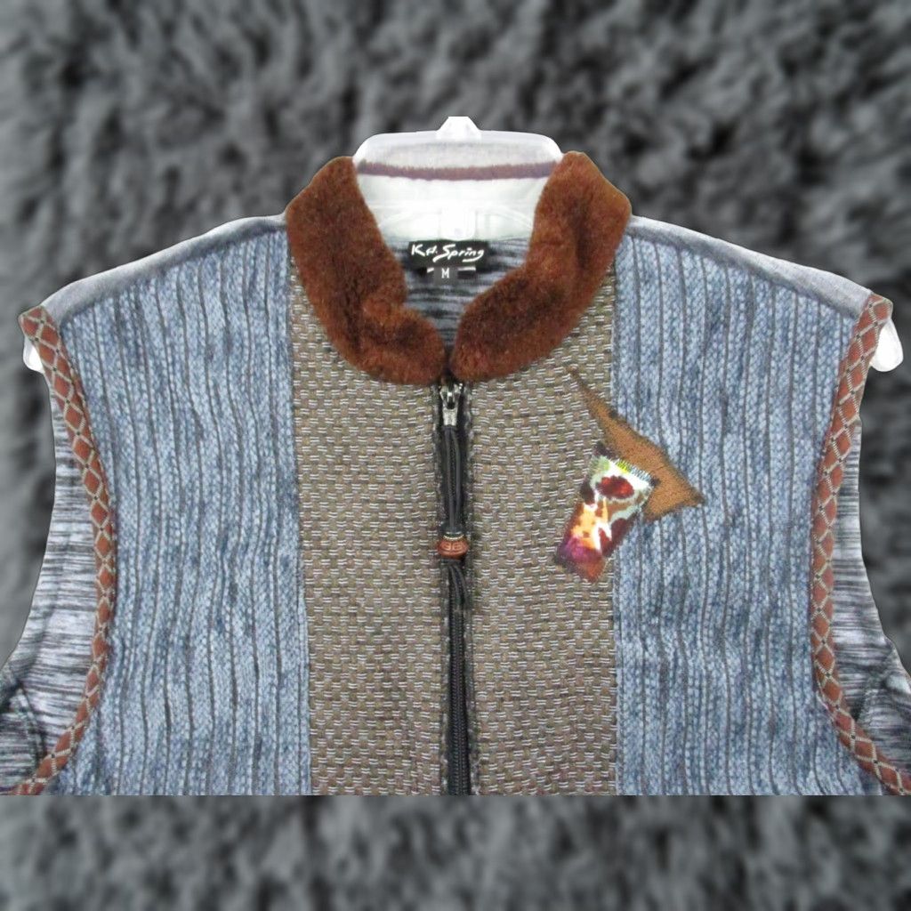 Vintage K.D. Spring Lightweight Vest Medium Open Artsy Boho Art To Wear Vest M Brown 1990s Arts & Crafts Mens Womens Size M / US 6-8 / IT 42-44 - 1 Thumbnail