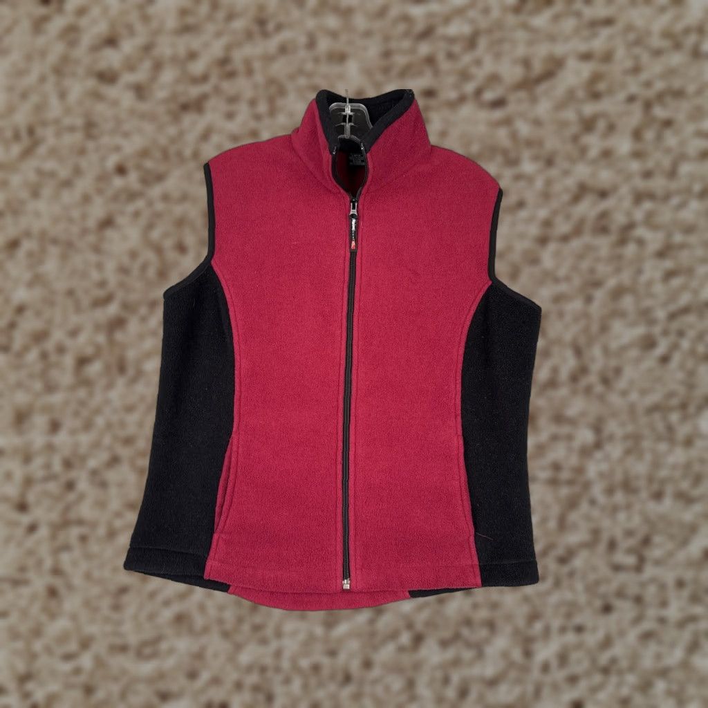 Alpine Design Vest Women L Red Black Fleece Full Zip Outdoor Hiking Polartec