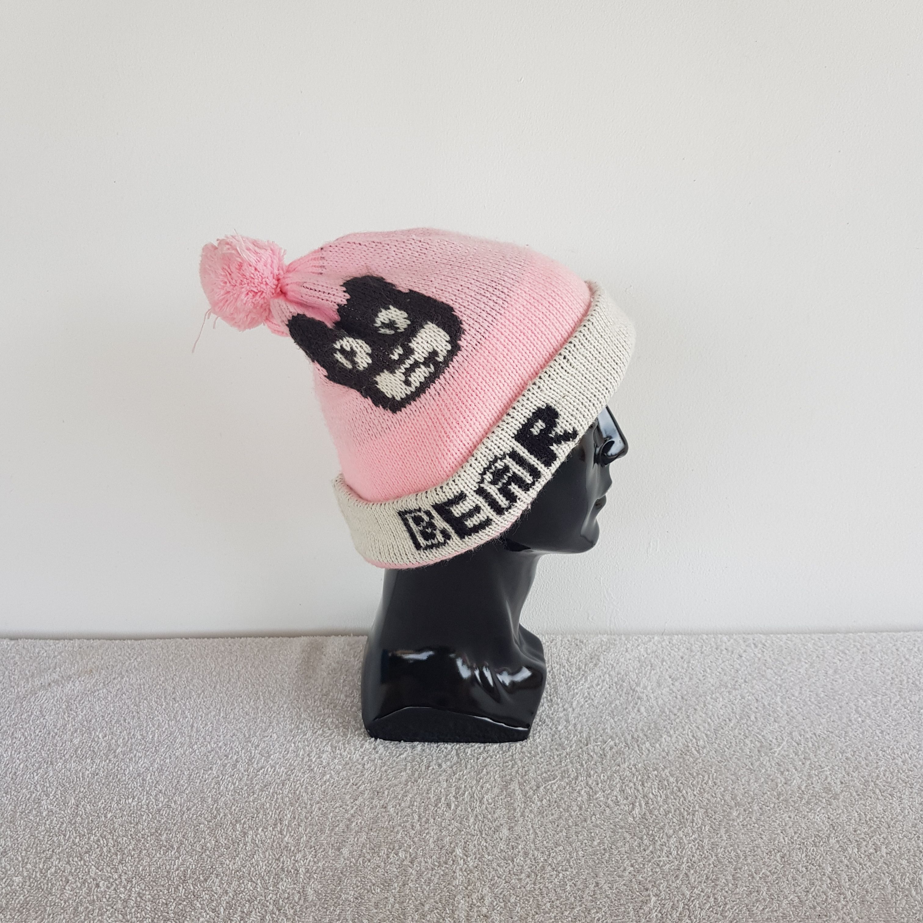 Japanese Brand Vintage Bear Funny Beanie Fair Isle Knit Snow Caps Hats. Size ONE SIZE - 4 Thumbnail