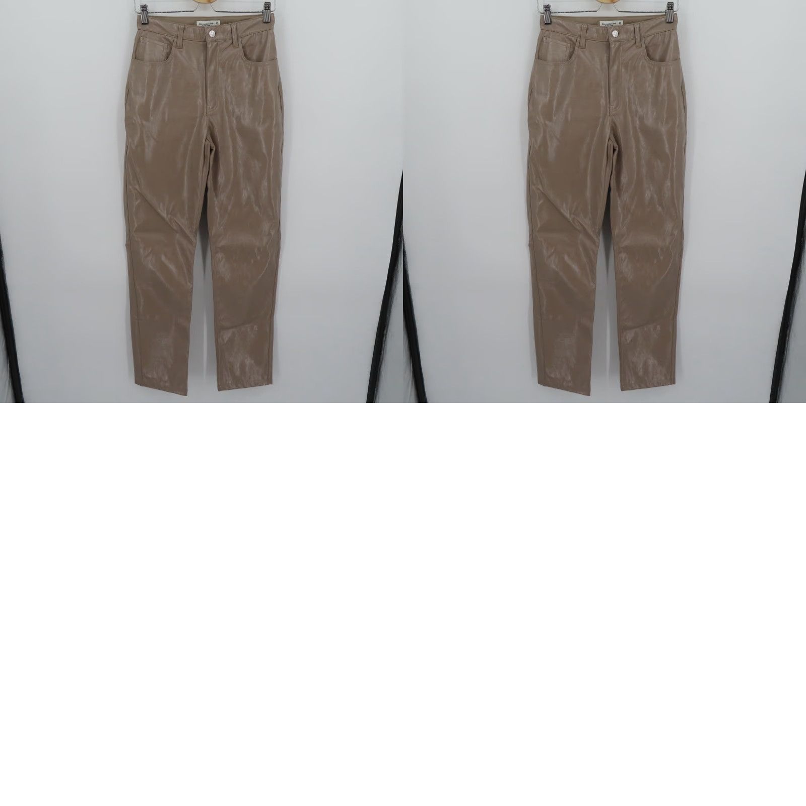 Abercrombie & Fitch Abercrombie & Fitch Women 27 90s Straight Ultra High Beige Faux Leather Pant Shirt? Size 27" / US 4 / IT 40 - 9 Thumbnail