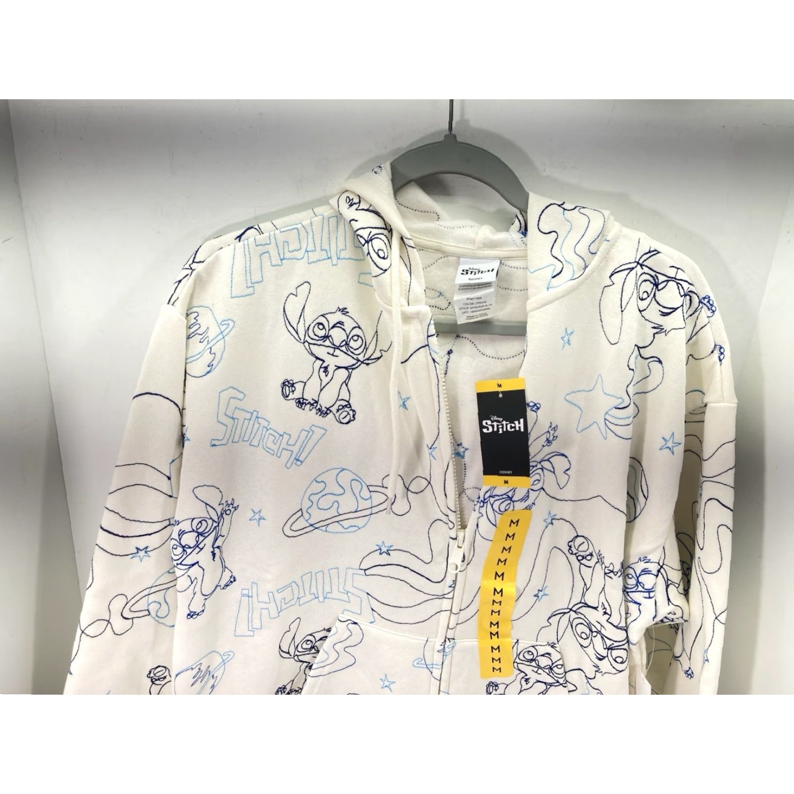 Disney Disney Stitch Hoodie Sweatshirt Women Medium Ivory Full Zip AOP Embroidered NWT Size M / US 6-8 / IT 42-44 - 2 Thumbnail