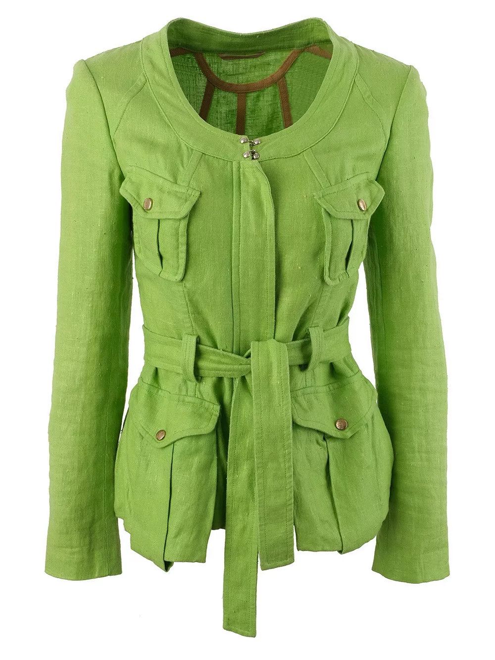 Versace Vintage Green Linen Jacket by Versace Size S / US 4 / IT 40 - 1 Thumbnail