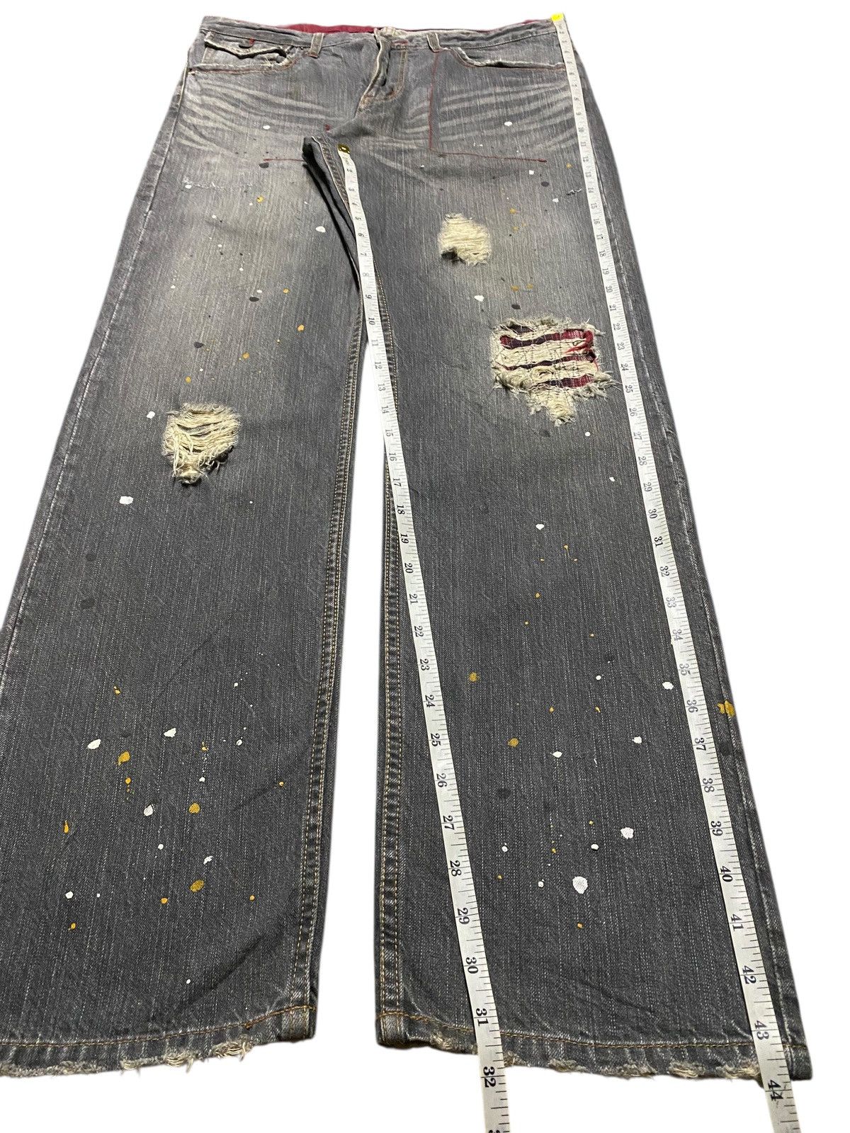 RATS JAPAN Vintage Rattle Trap Paint Splatter Distressed Loose Jeans Size US 35 - 15 Thumbnail