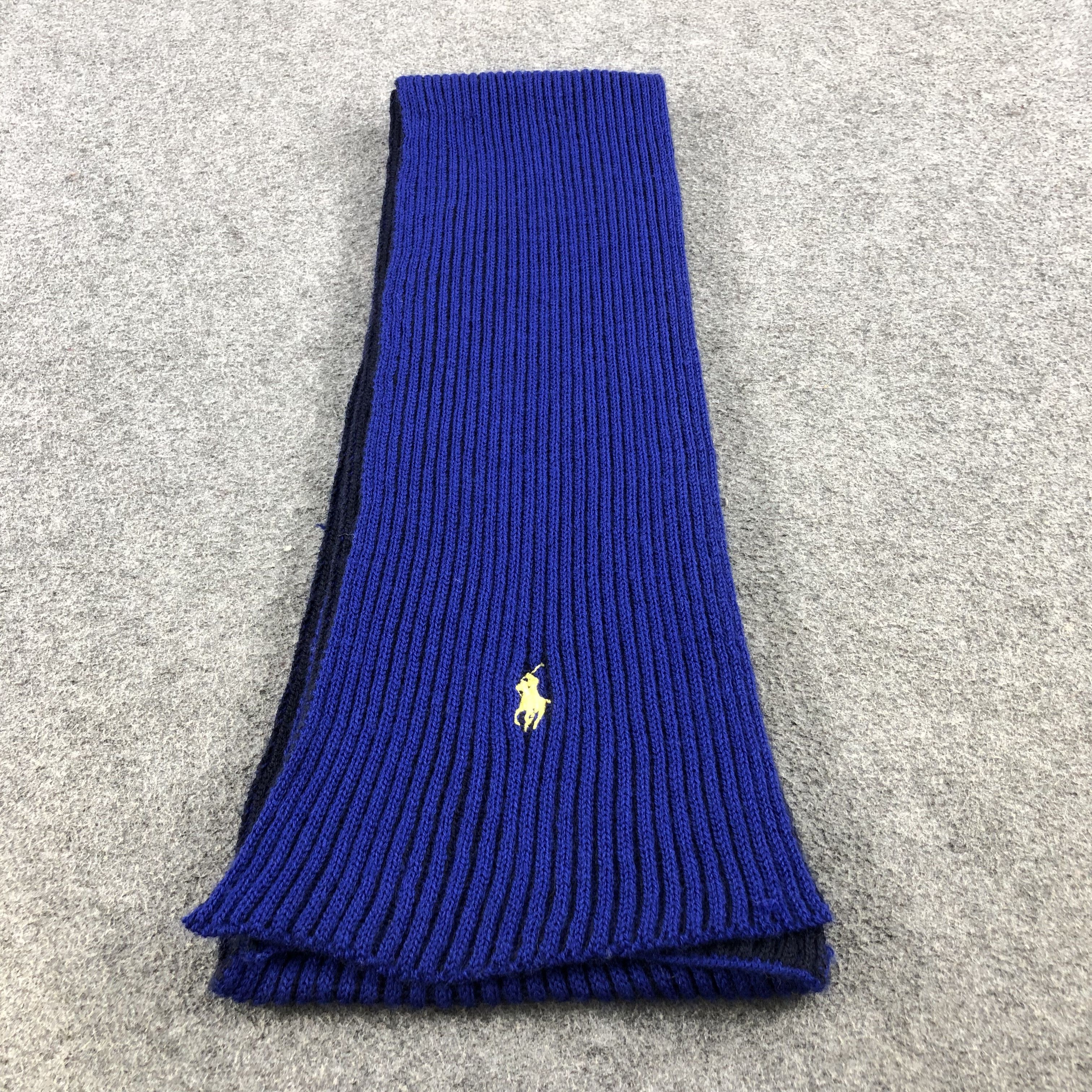 Polo Ralph Lauren Polo Ralph Lauren Blue Ribbed Wool Scarf Muffler V634 Size ONE SIZE - 2 Thumbnail