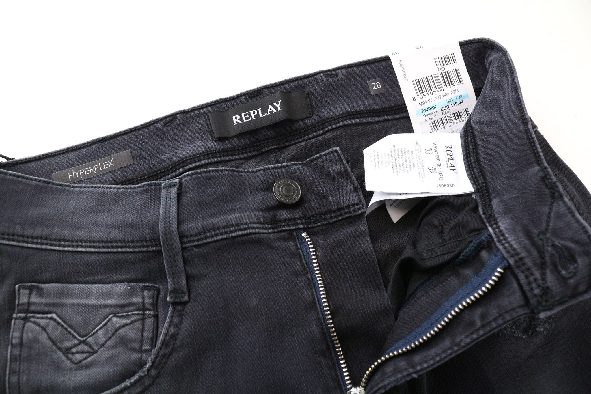 Replay ANBASS W28/L32 Slim Grey Blue Stretch Jeans 74058 Size US 28 / EU 44 - 3 Thumbnail