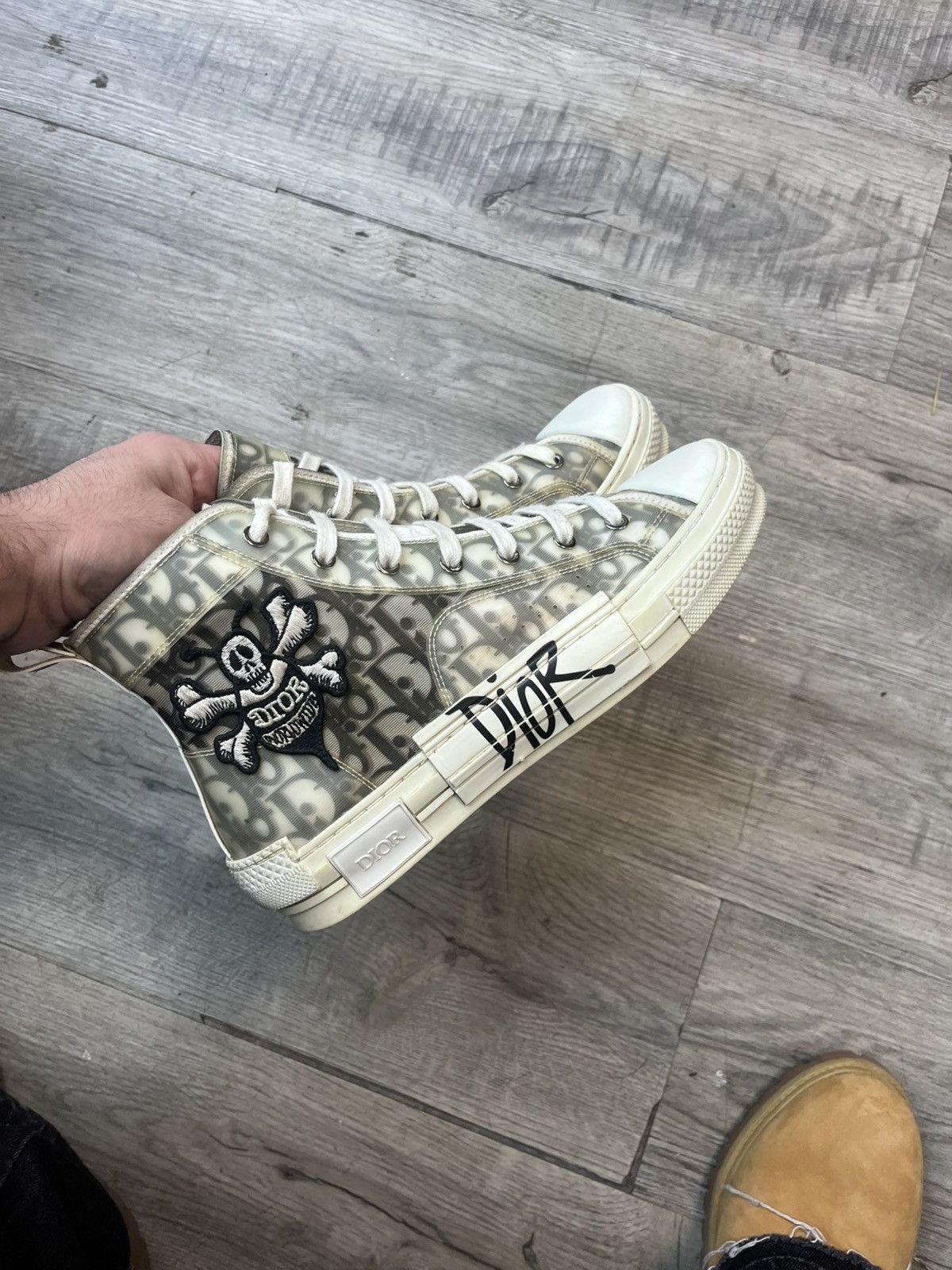 Dior × Stussy Dior x Stussy B23 High Top Sneaker Grey White Oblique Mono Size US 8 / EU 41 - 4 Thumbnail