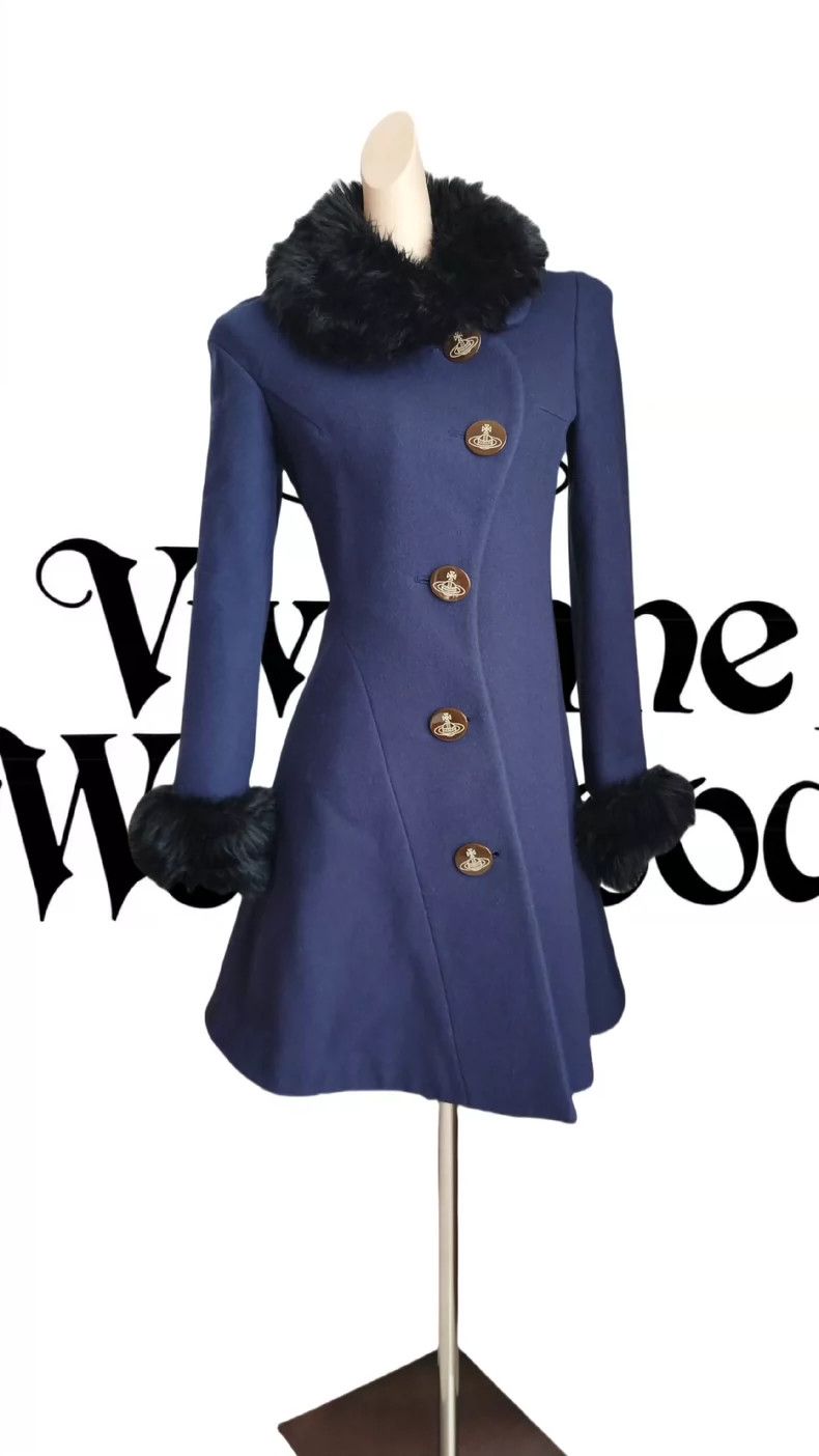 Vivienne Westwood Vivienne Westwood A blue-purple coat with asymmetrical fur Size M / US 6-8 / IT 42-44 - 1 Thumbnail