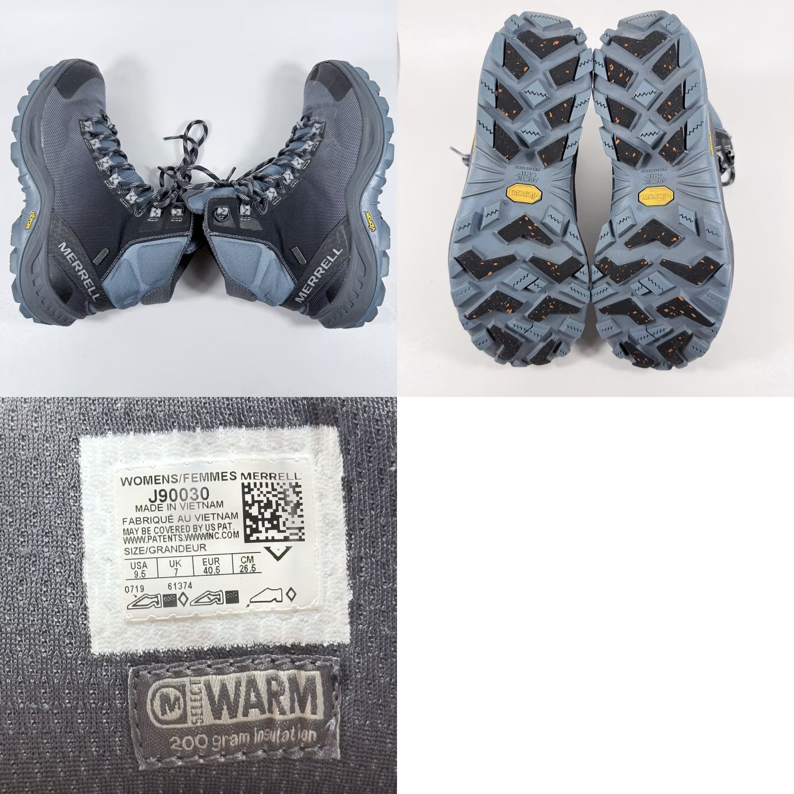 Merrell Merrell Thermo Cross 2 Hiking Boots Women's Black/Blue Lace-Up Waterproof - 9.5 Size US 10 / IT 40 - 8 Thumbnail