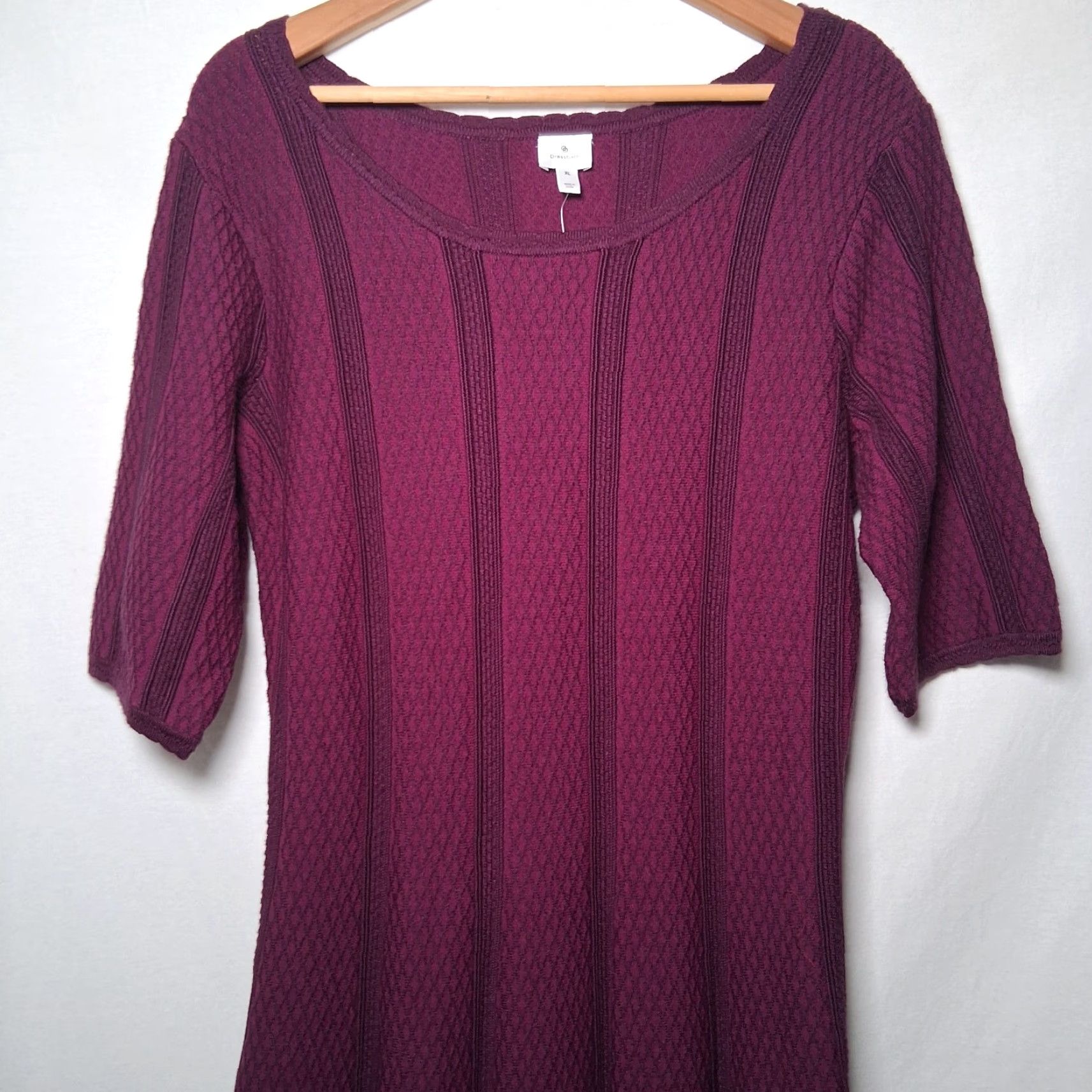 Vintage VINTAGE Dressbarn Sweater Dress XL Diamond Knit Maroon Whimsygoth READ Flawed Size XL / US 12-14 / IT 48-50 - 3 Thumbnail