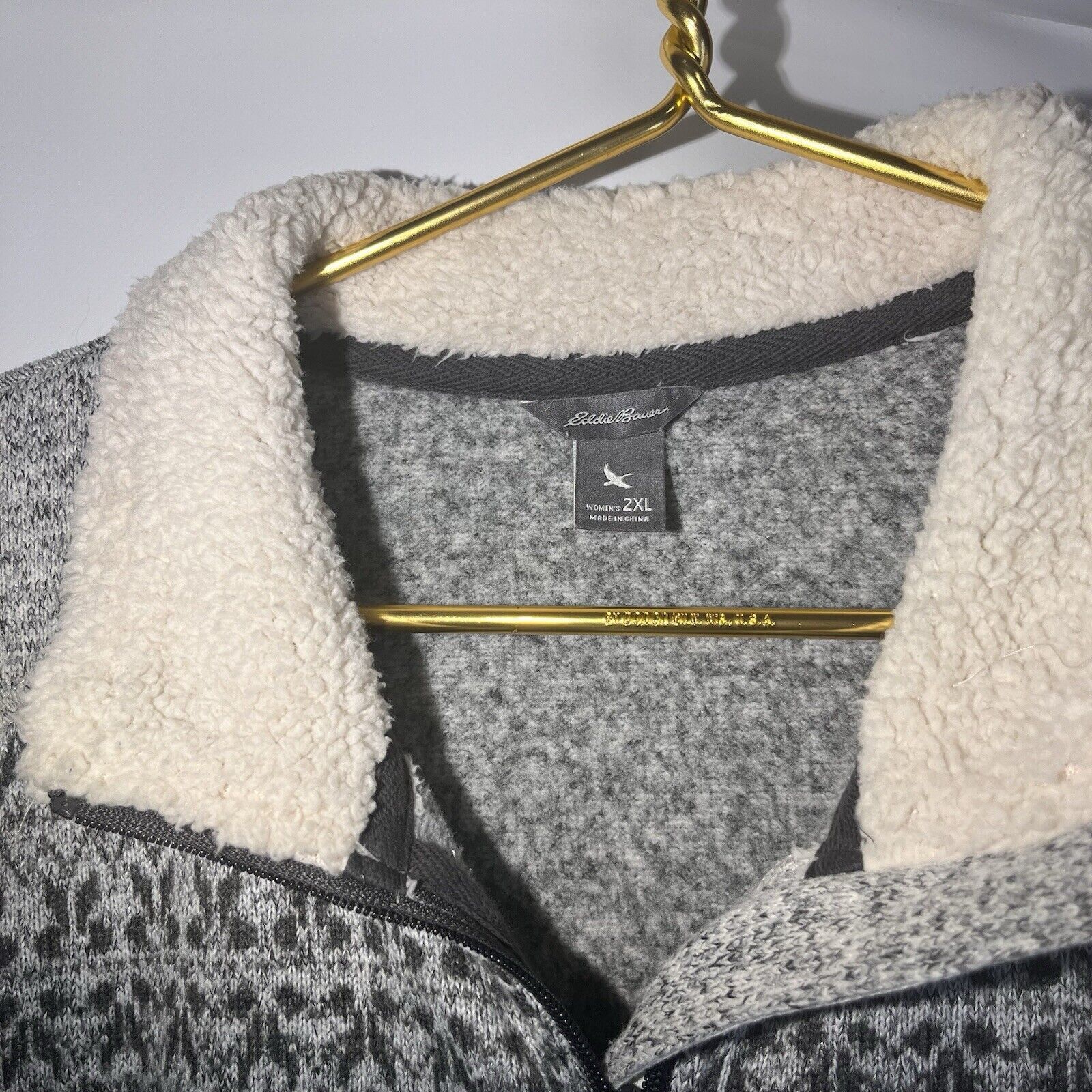 Eddie Bauer Eddie Bauer Women's Crosshatched Sherpa Collar Jacket Size XXL / US 16-18 / IT 52-54 - 2 Thumbnail