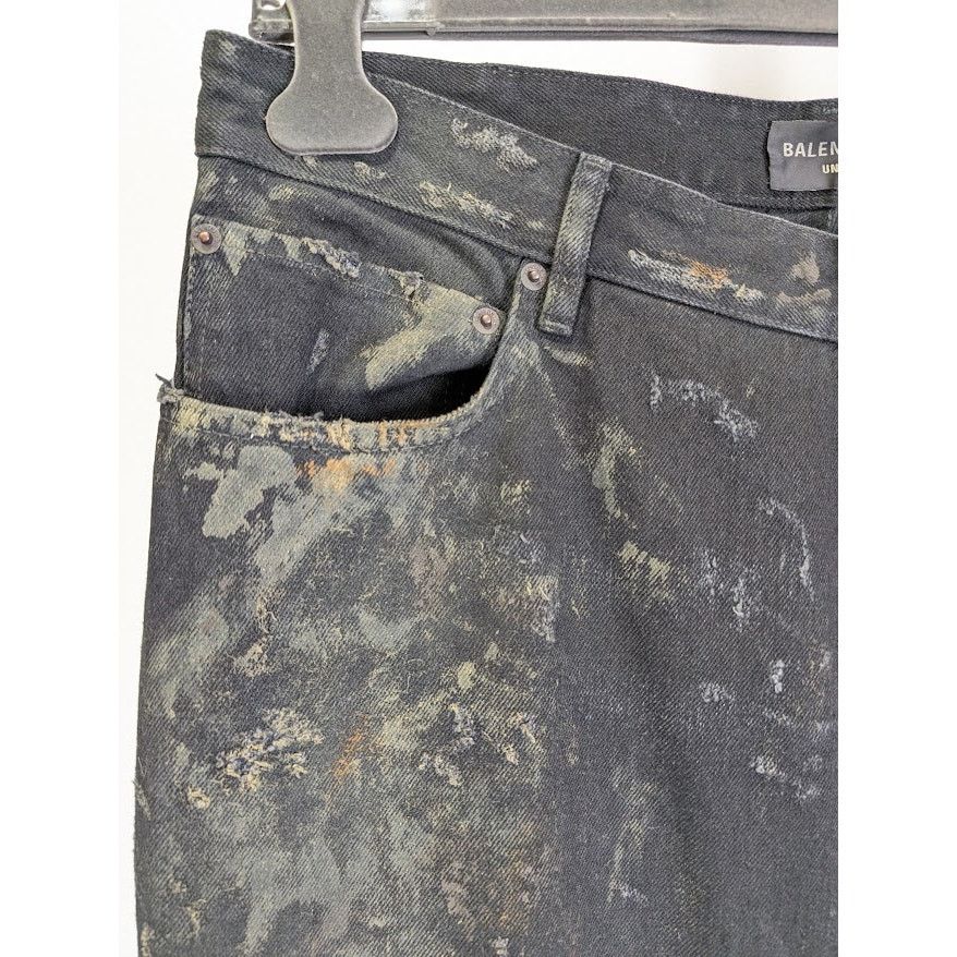 Balenciaga o1rshd1 Unisex Super Destroyed Baggy Pants 13 in Flat Black Size US 34 / EU 50 - 6 Thumbnail