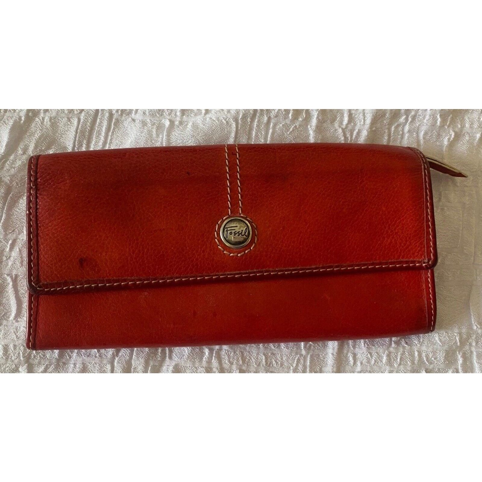 Fossil Fossil Trifold Full Size Wallet Soft Red Leather Womens Size ONE SIZE - 1 Thumbnail
