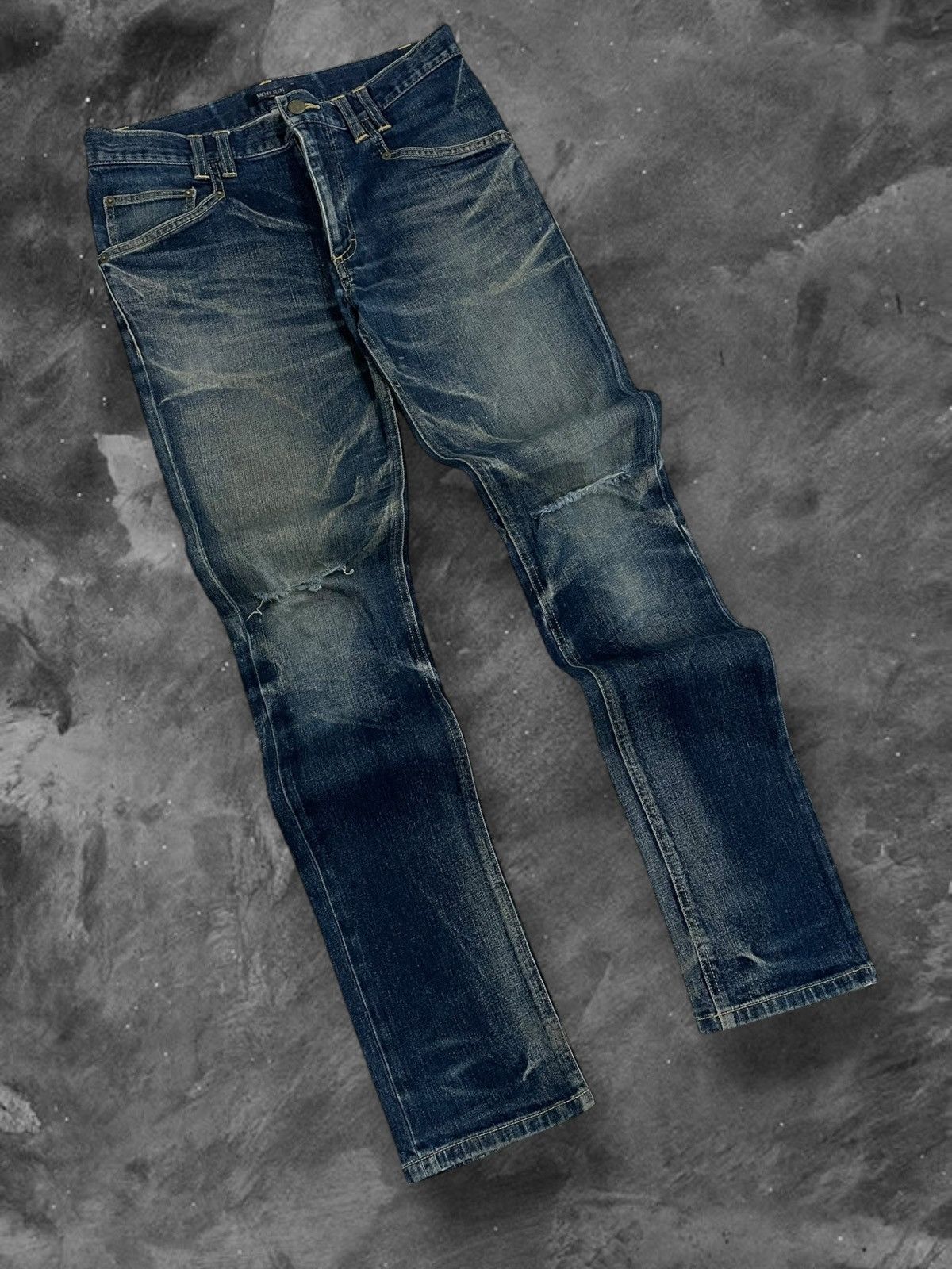 Michel Klein Vintage 1990s Designer Michel Klein Raw Distressed Denim Size US 32 / EU 48 - 2 Thumbnail