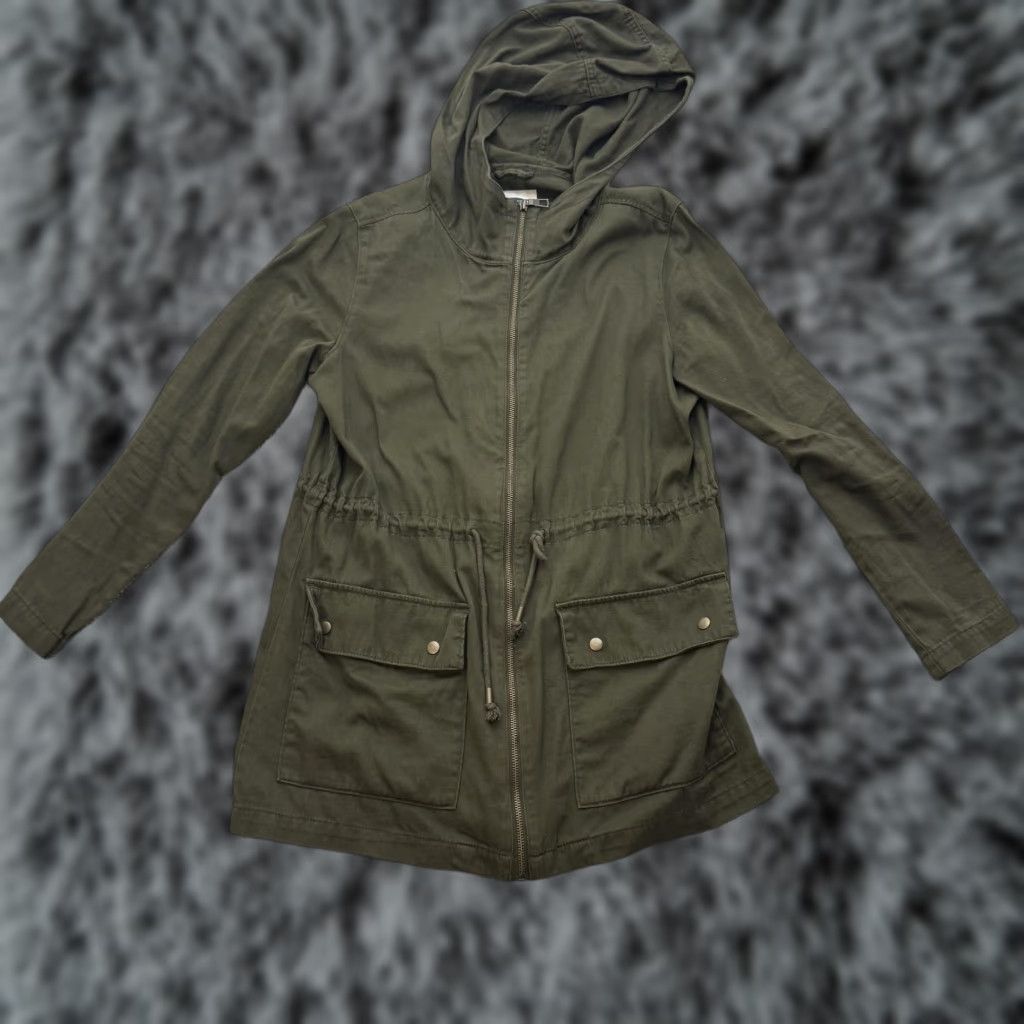 Old Navy Old Navy Jacket Women M Green Utility Parka Hooded Drawstring Pockets Full Zip Lightweight Spring Fall Casual Travel Size M / US 6-8 / IT 42-44 - 1 Thumbnail