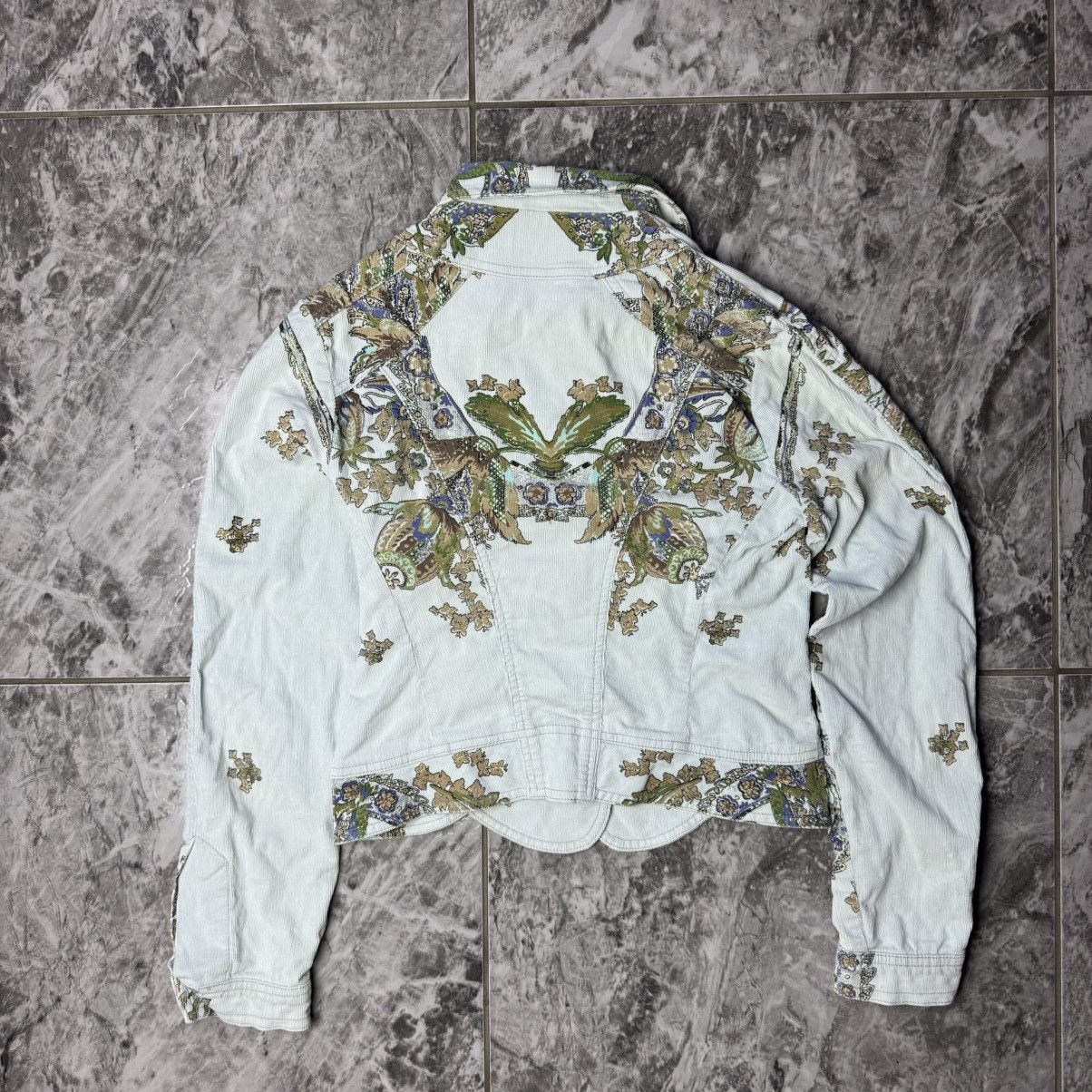 Roberto Cavalli × Velvet × Vintage Roberto Cavalli Printed Velvet Blazer Jacket Size XS / US 0-2 / IT 36-38 - 2 Thumbnail