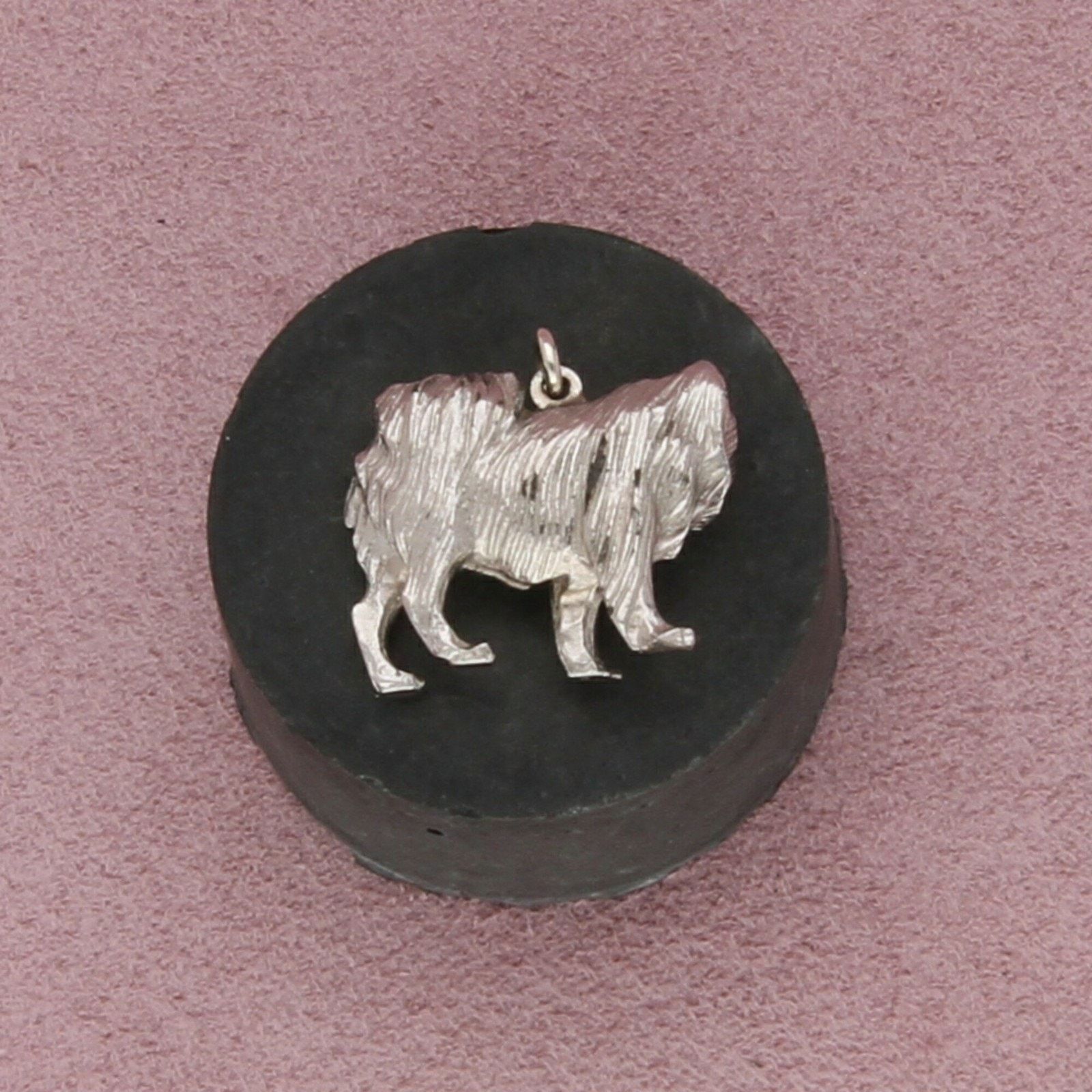 Sterling Silver sterling silver vintage garnet eyes long haired dog pendant Size ONE SIZE - 2 Thumbnail
