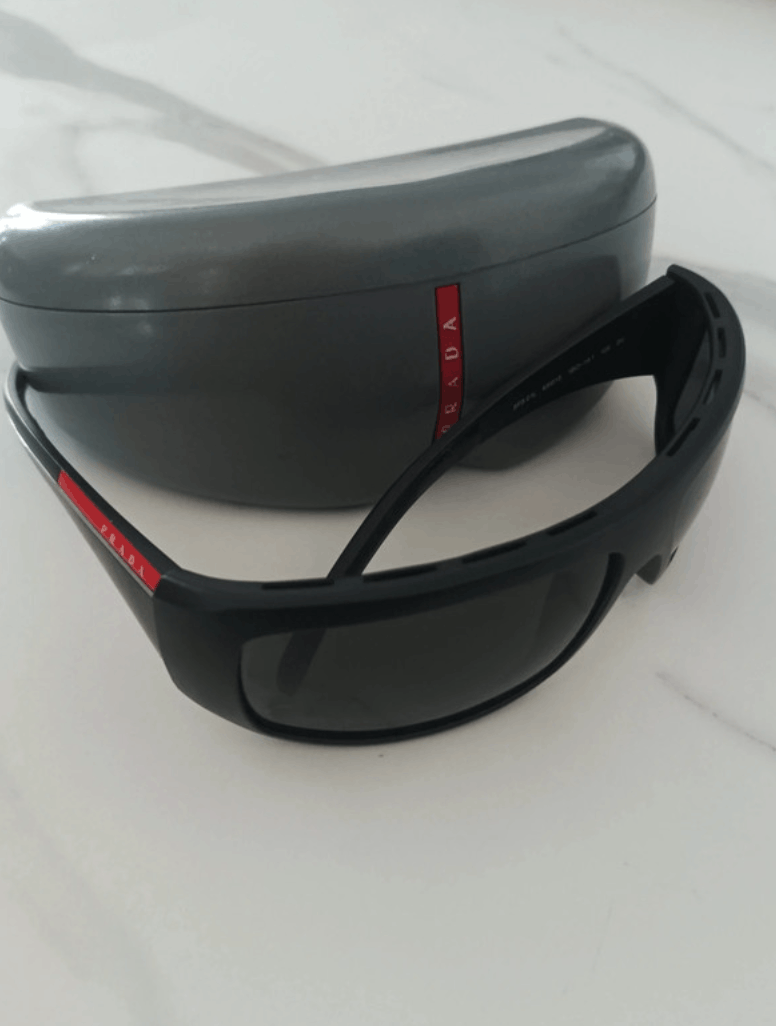 PRADA Sunglasses Sport Rectangle Wrap Shield Metal Symbole