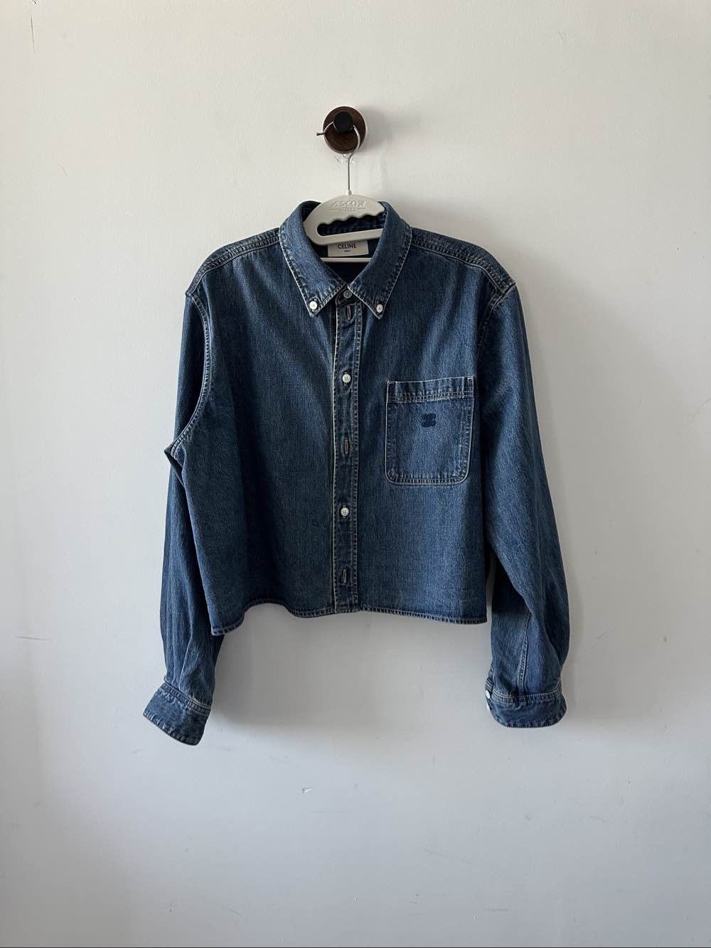 Celine CELINE Triomphe Denim Button Up Shirt Size L Size L / US 10 / IT 46 - 1 Thumbnail