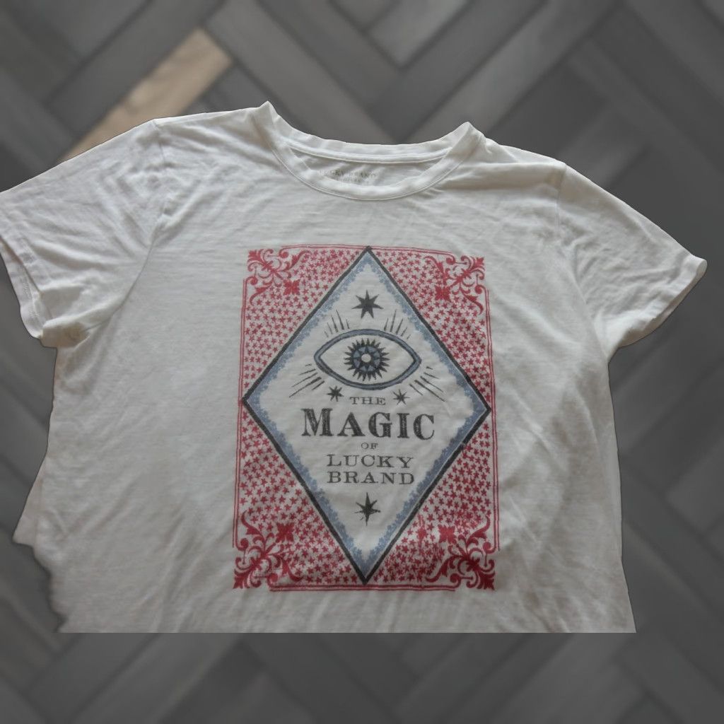 Lucky Brand Lucky Brand T Shirt Men's XL White Graphic Print Cotton Blend Short Sleeve Size US XL / EU 56 / 4 - 1 Thumbnail