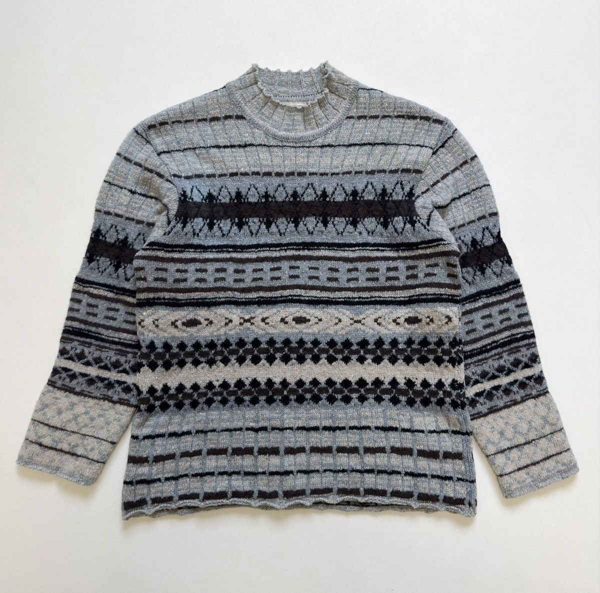 Dries Van Noten Illusion Patterned Knit Wool Sweater Size US L / EU 52-54 / 3 - 2 Thumbnail