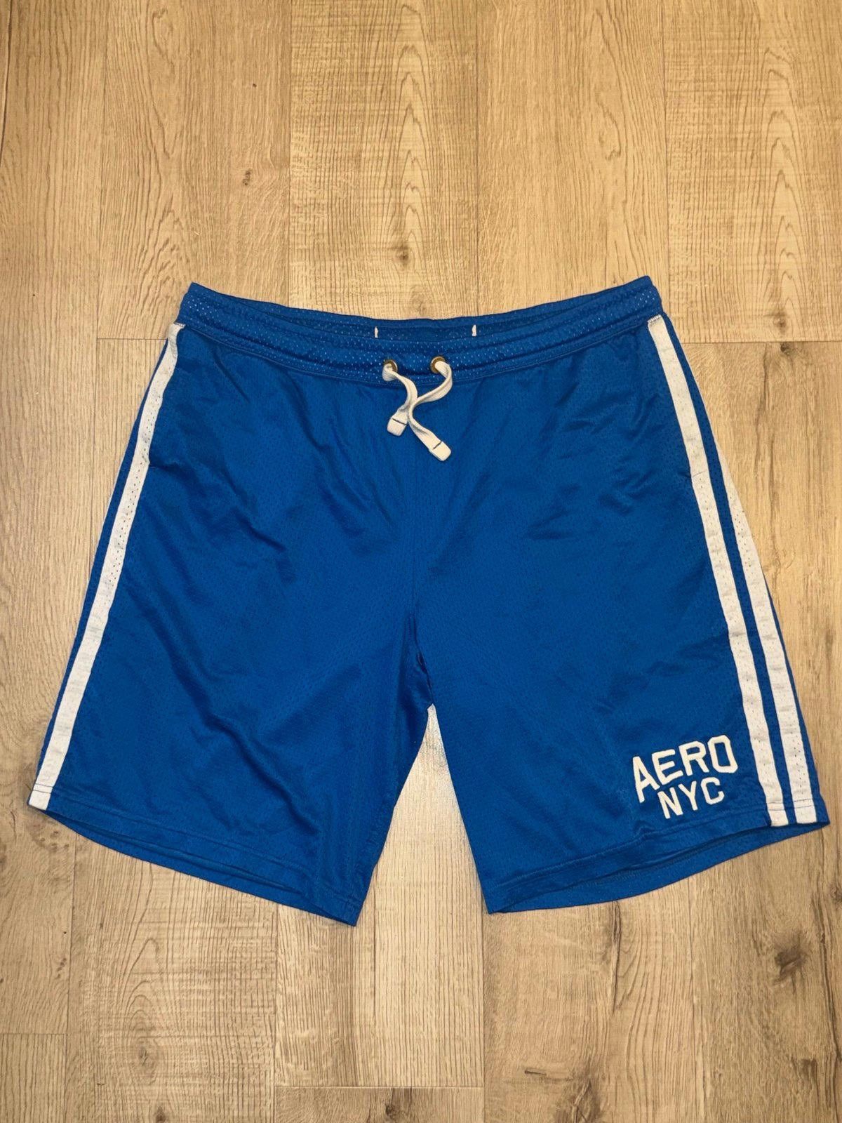 Aeropostale NYC Blue Baggy Hoops Mesh Shorts Mens LG Y2K
