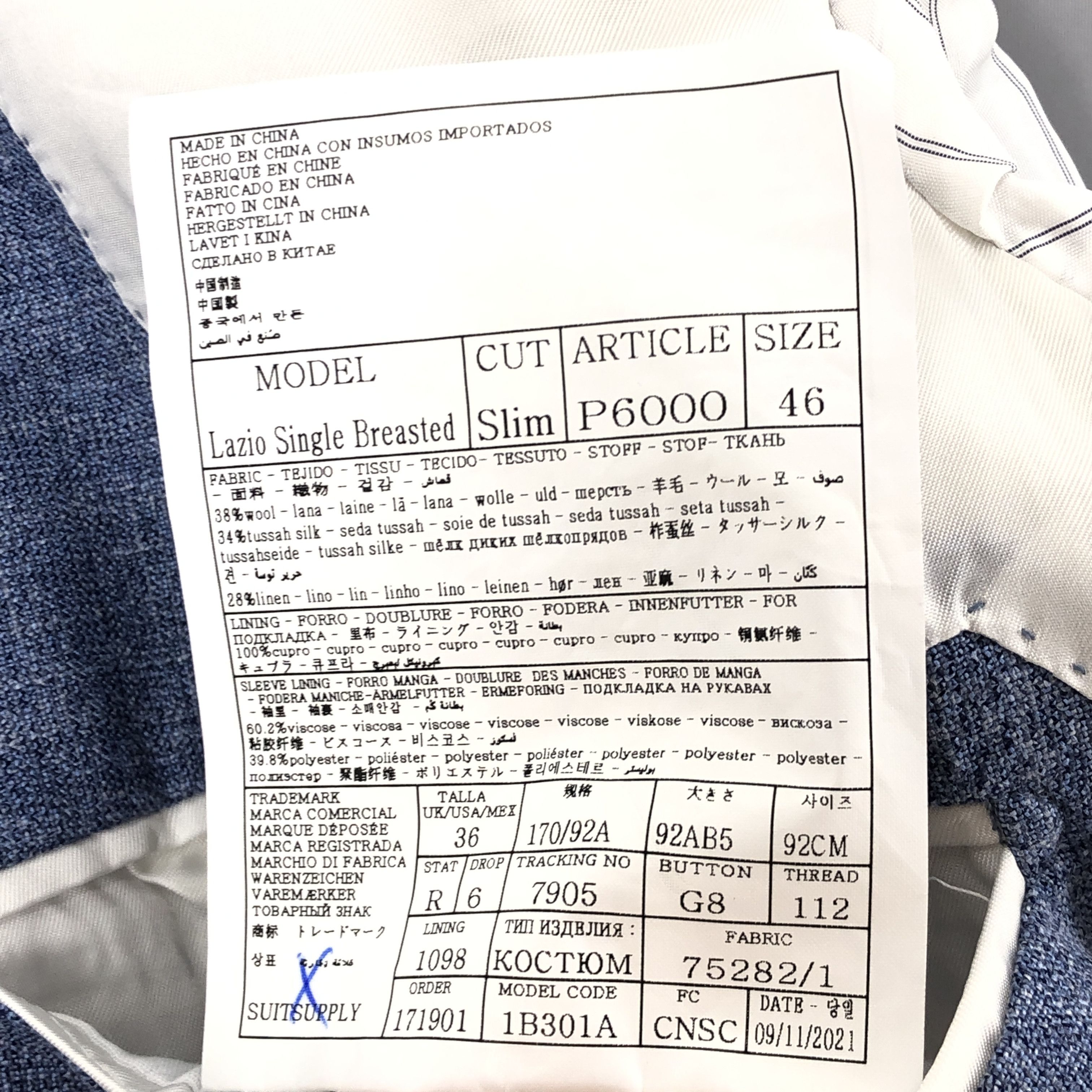 Suitsupply Lazio Single Breasted Wool Blazer Size EU:46; UK:36; US:36S Size 36S - 9 Thumbnail