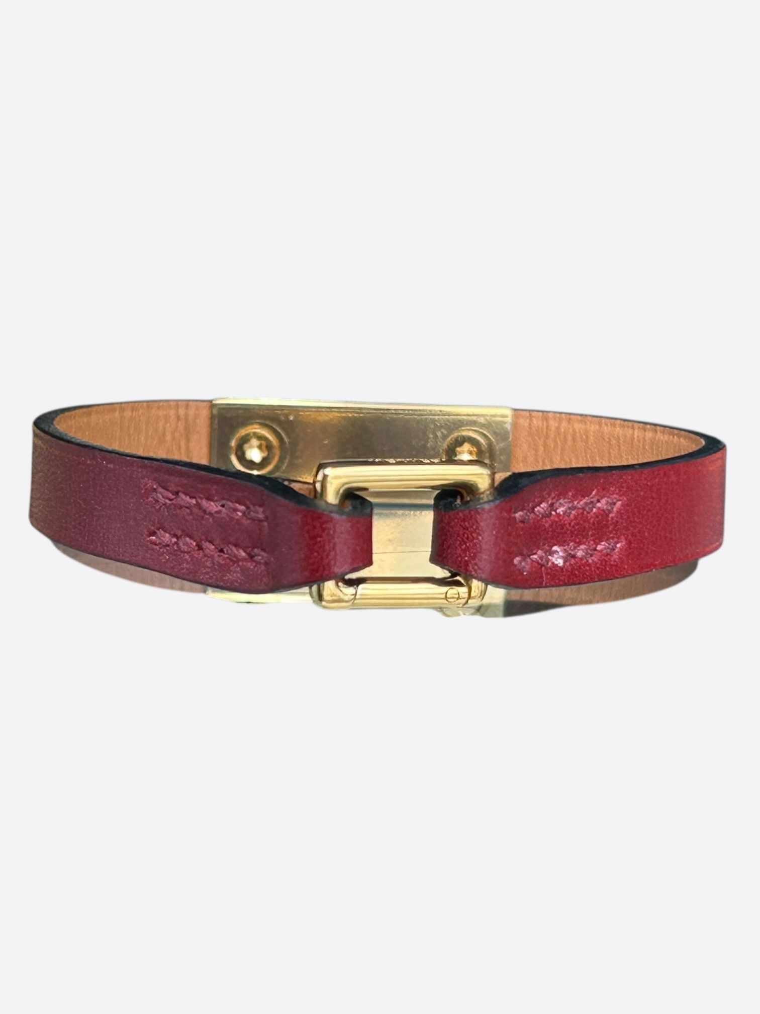 Hermes Hermes Red Swift & Gold Hardware Mini Rivale Bracelet Size ONE SIZE - 2 Thumbnail