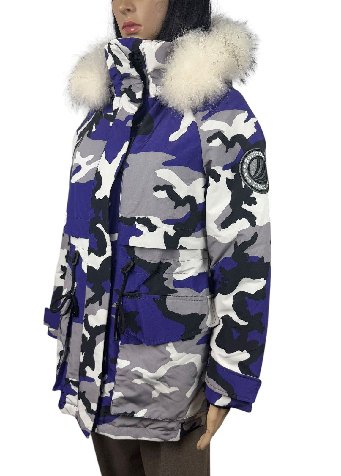 Designer Bosideng Camouflage Extreme Cold Down Parka Fur Trim Hooded Size S / US 4 / IT 40 - 5 Thumbnail