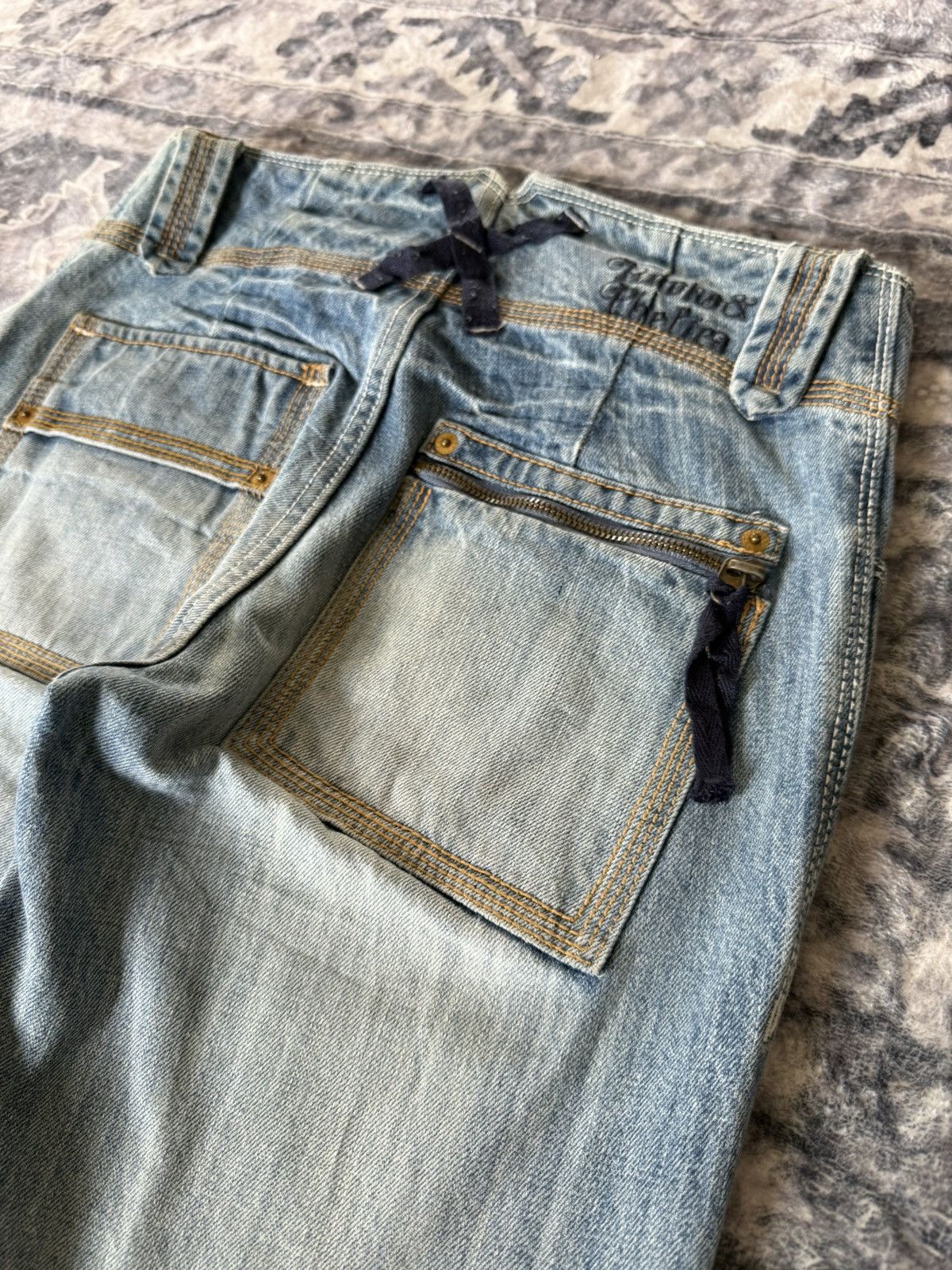 Japanese Brand Kooks & Phellica Flared Tribal Waist Skull Emblem Jeans Size US 28 / EU 44 - 15 Thumbnail