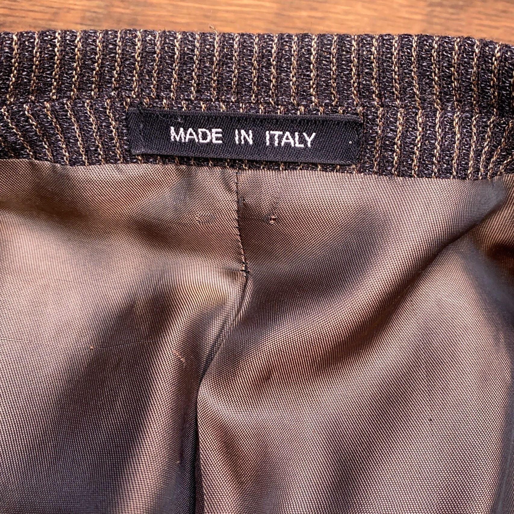 Vintage Jhane Barnes Sport Coat Mens 42 Brown Striped Wool Italy Blazer Size 42R - 6 Thumbnail