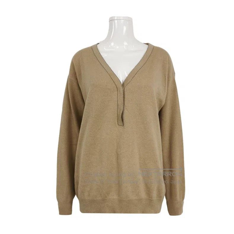 Brunello Cucinelli Brunello Cucinelli Cashmere Solid Color V-neck Knitted Swe Size XL / US 12-14 / IT 48-50 - 1 Thumbnail