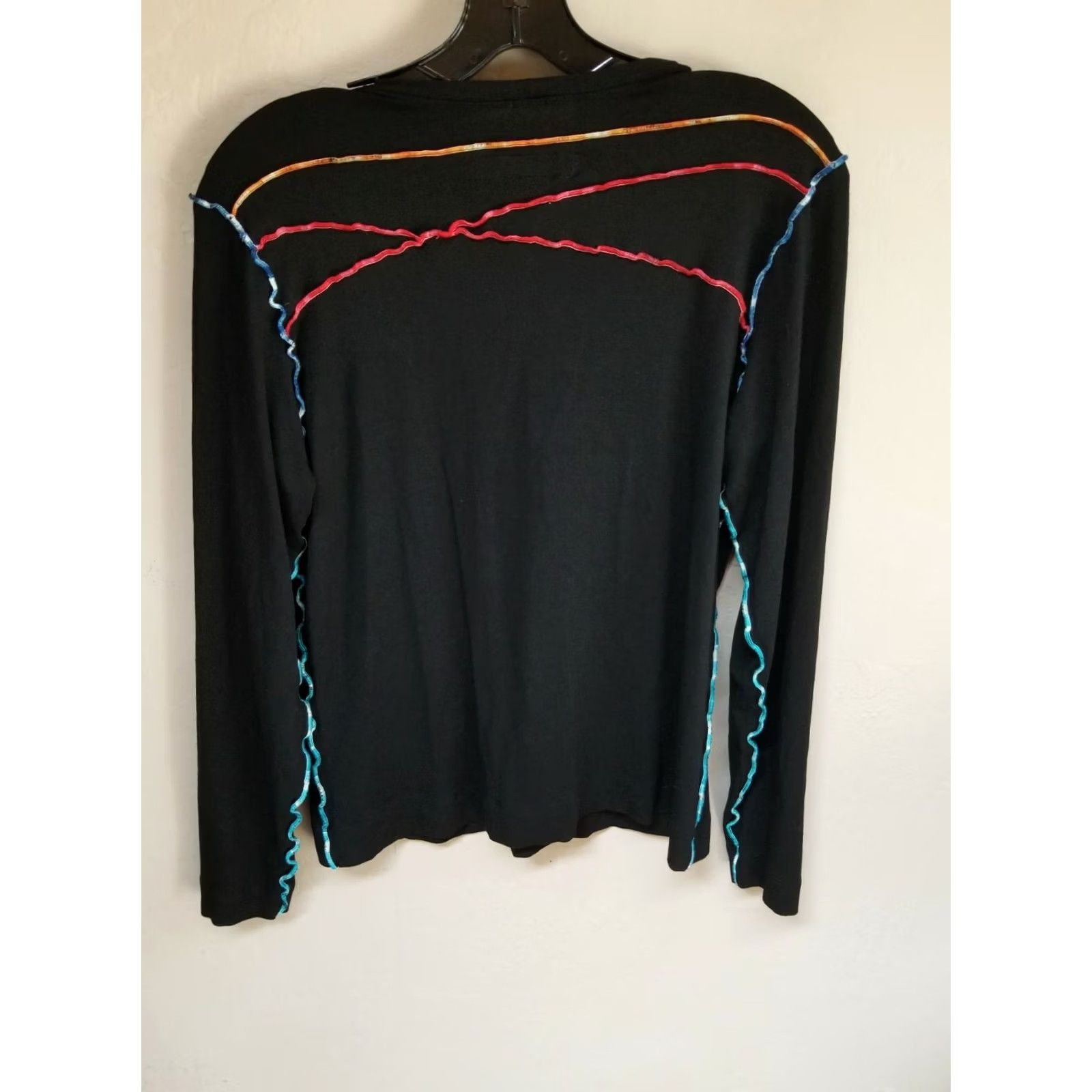 Vintage Kirke Womens Crew Neck Stretch Long Sleeve T-Shirt Top Small Black Size S / US 4 / IT 40 - 2 Thumbnail
