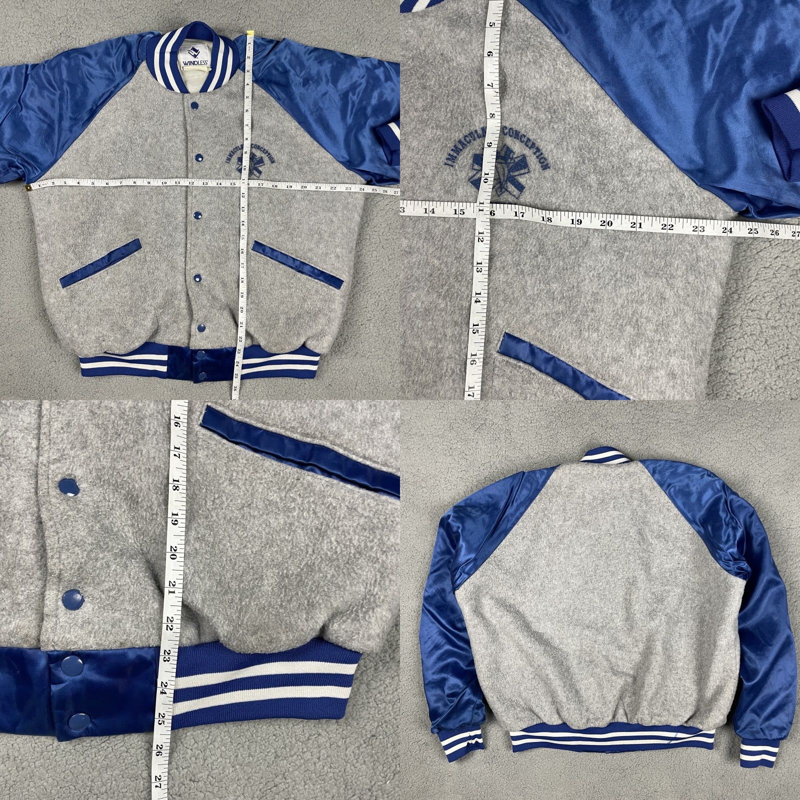 Endless VINTAGE Windless Jacket Unisex Adults Bomber Jacket Nylon Snap USA Made M Gray Blue Satin Nylon Size US M / EU 48-50 / 2 - 8 Thumbnail